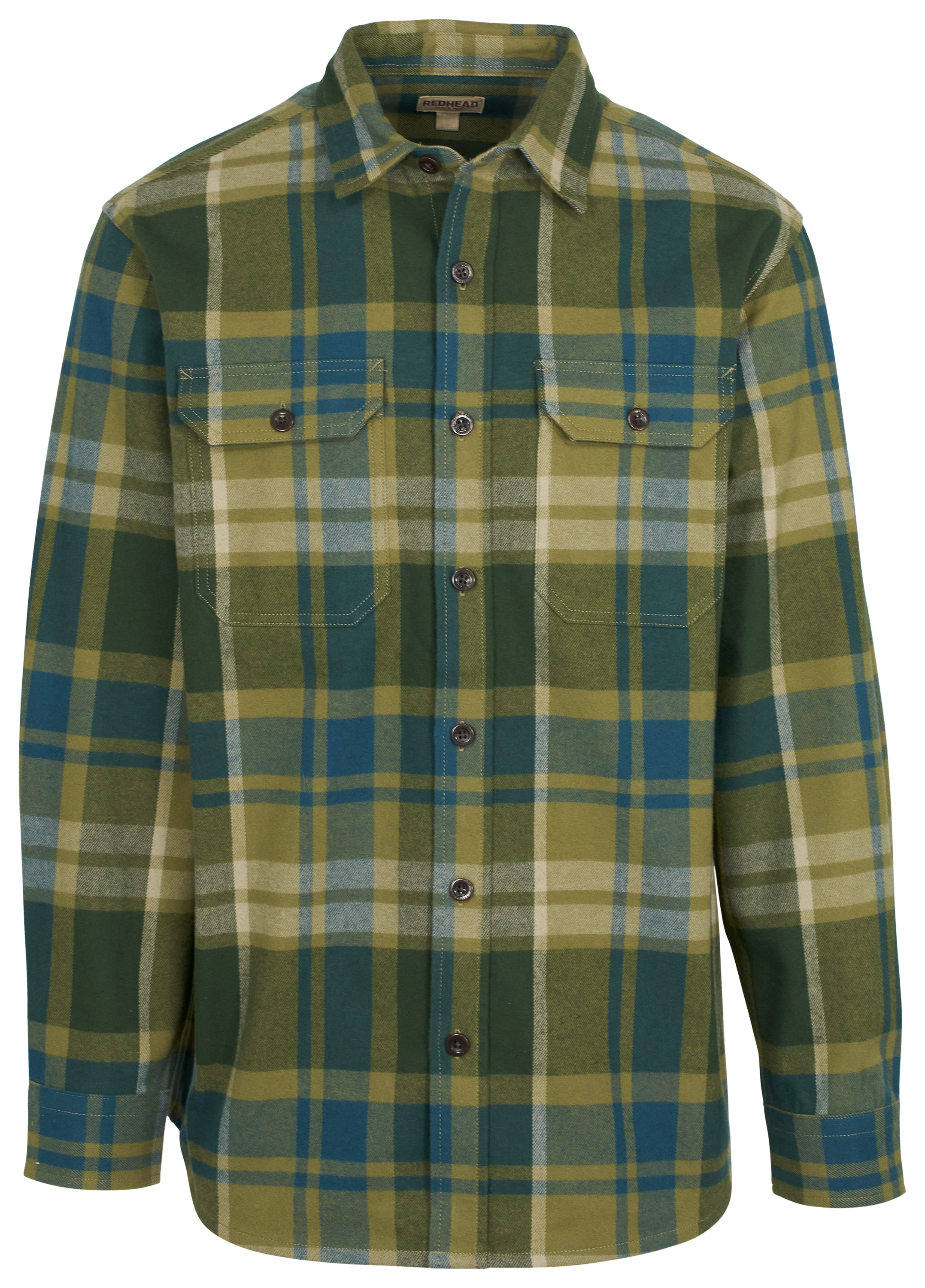 Image of RedHead Brownsboro Brawny Flannel Long-Sleeve Shirt - Olive