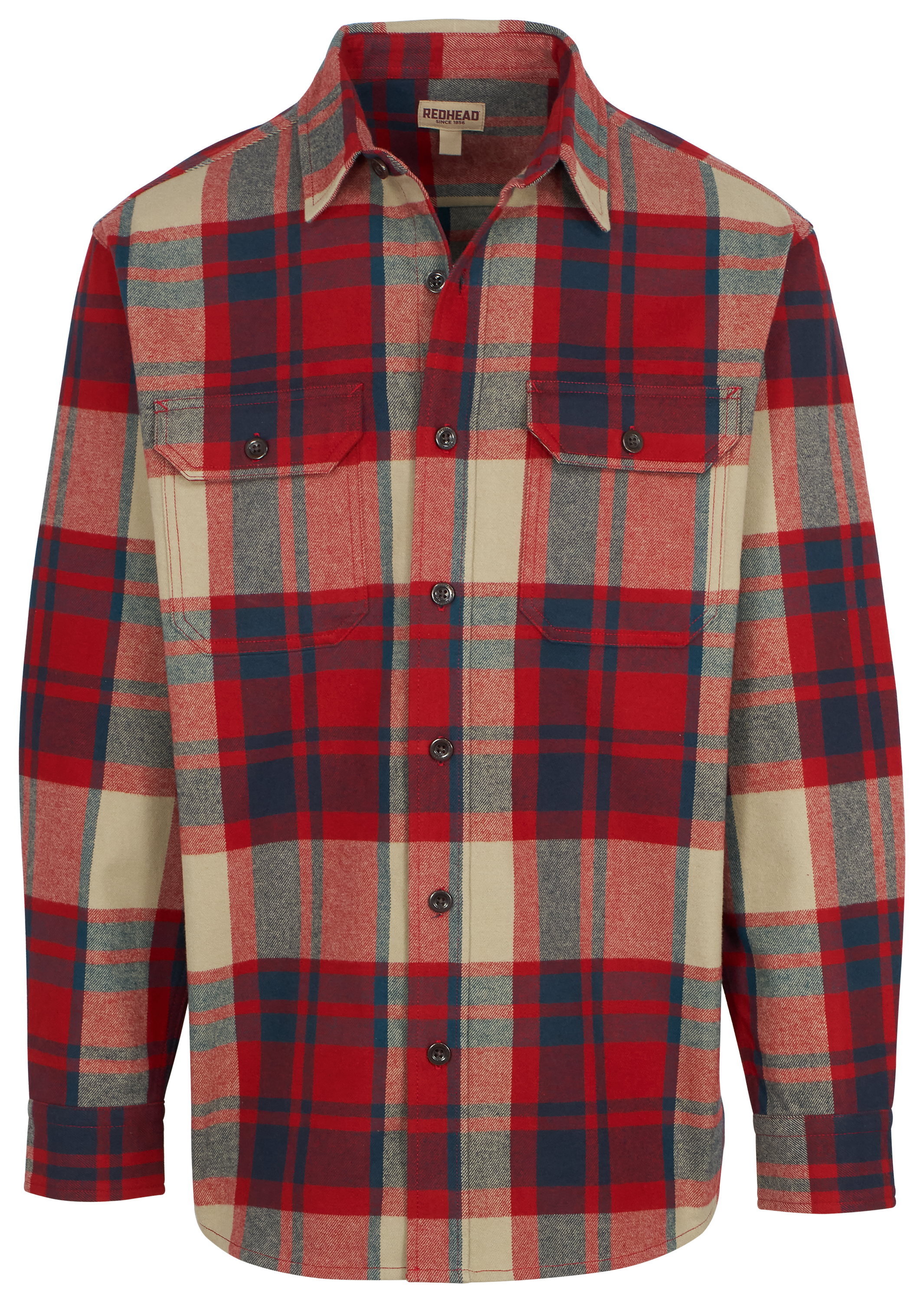 Image of RedHead Brownsboro Brawny Flannel Long-Sleeve Shirt for Men - Red - 2XL