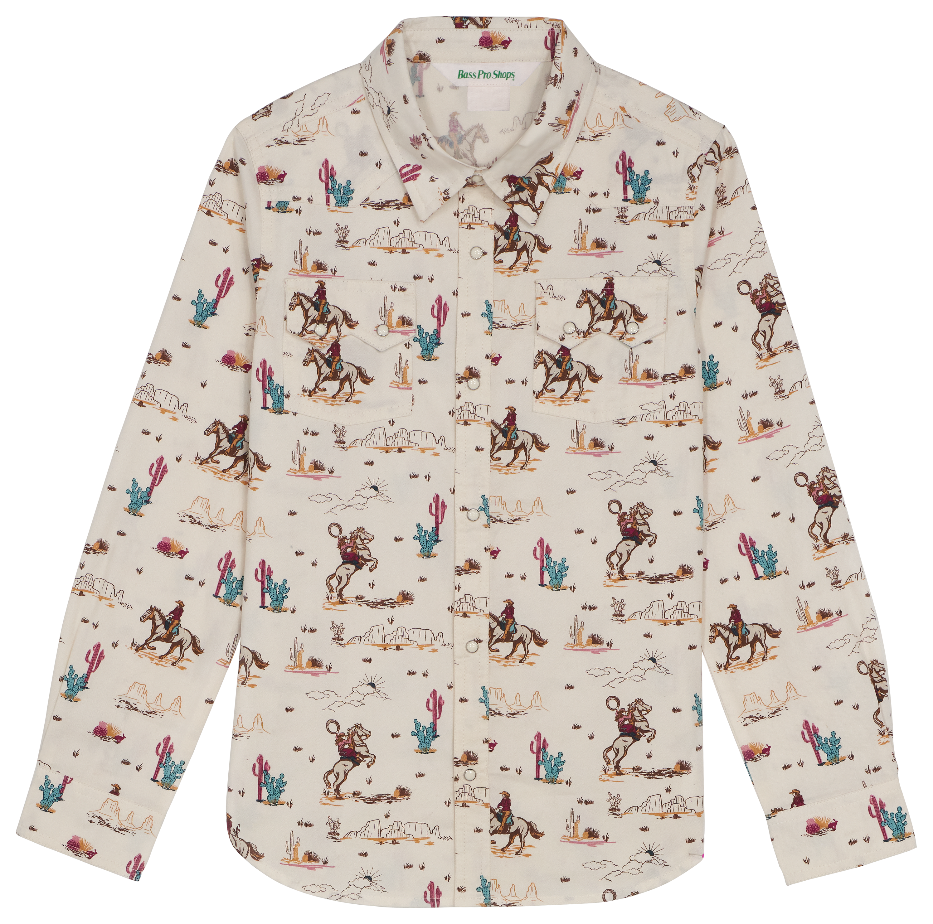 Image of Bass Pro Shops Western Printed Long-Sleeve Button-Down Shirt for Kids