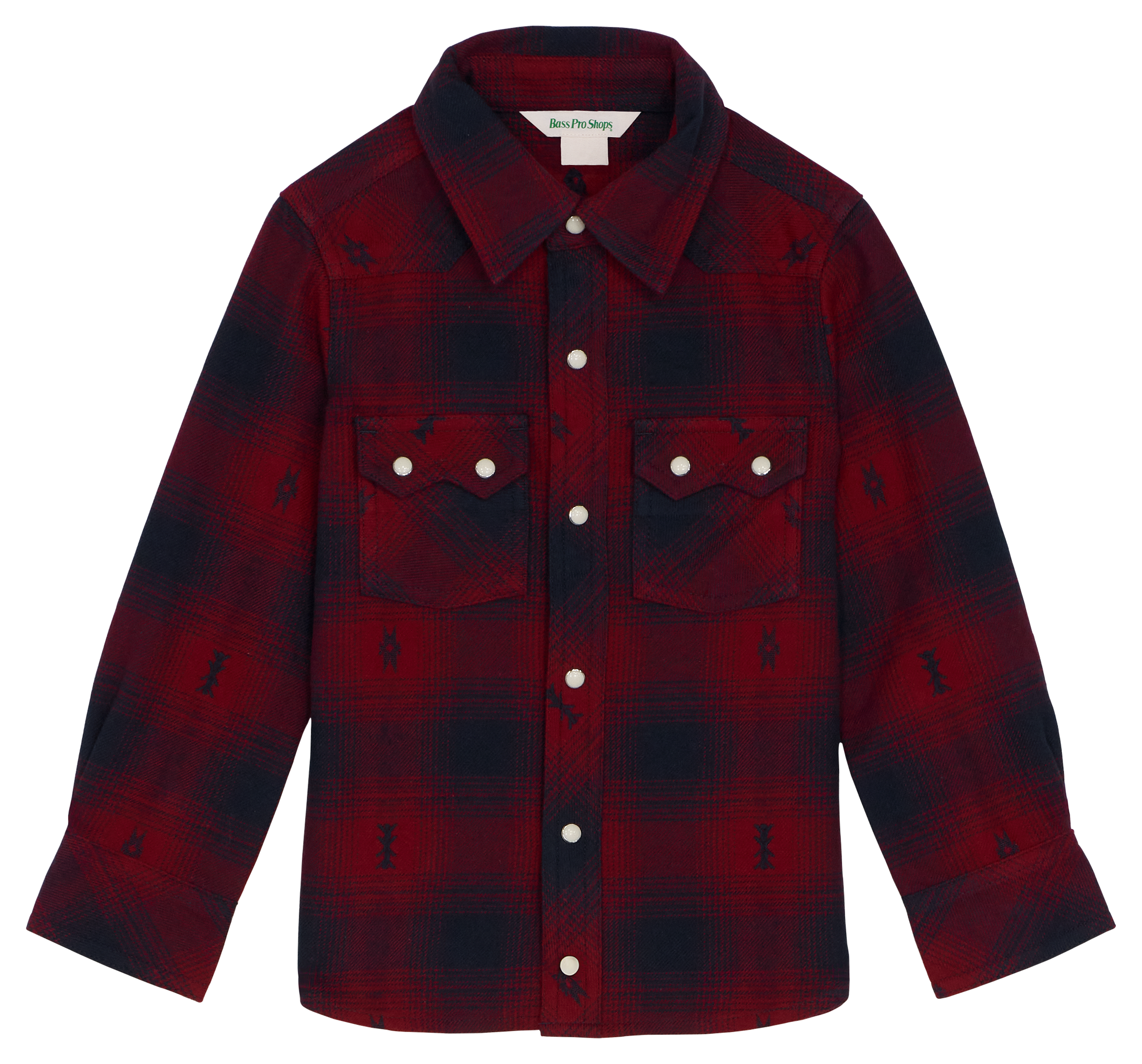 Image of Bass Pro Shops Western Long-Sleeve Button-Down Shirt for Toddlers - Red/Navy