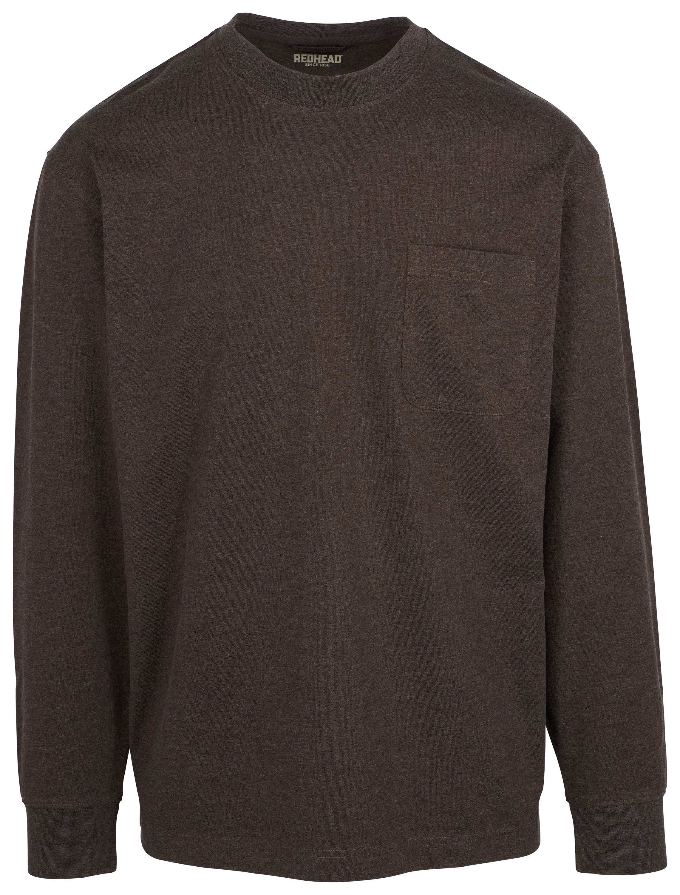 Image of RedHead Crew Neck Long-Sleeve Pocket T-Shirt - Java Heather