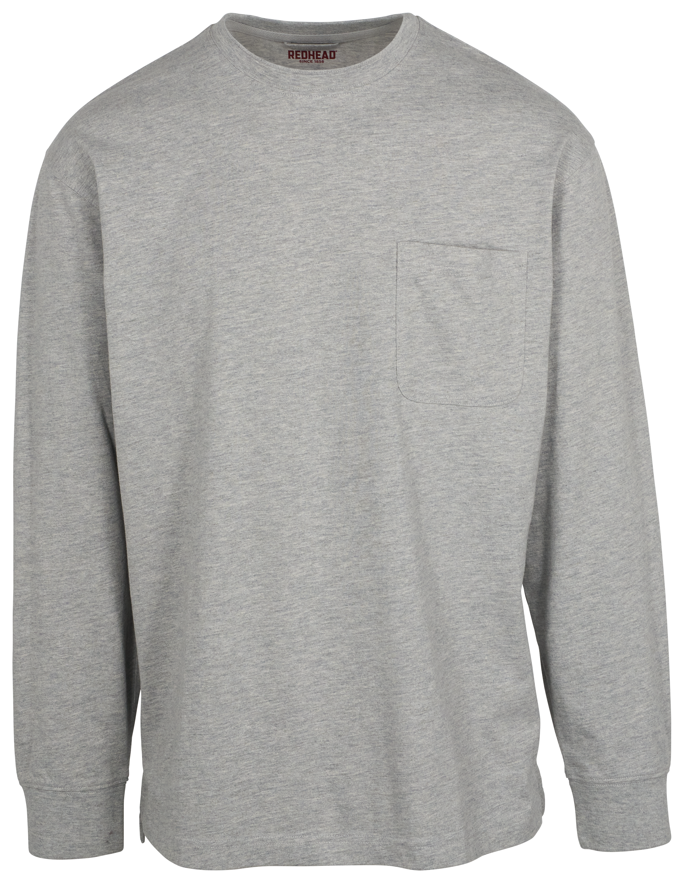 Image of RedHead Crew Neck Long-Sleeve Pocket T-Shirt - Titanium Heather