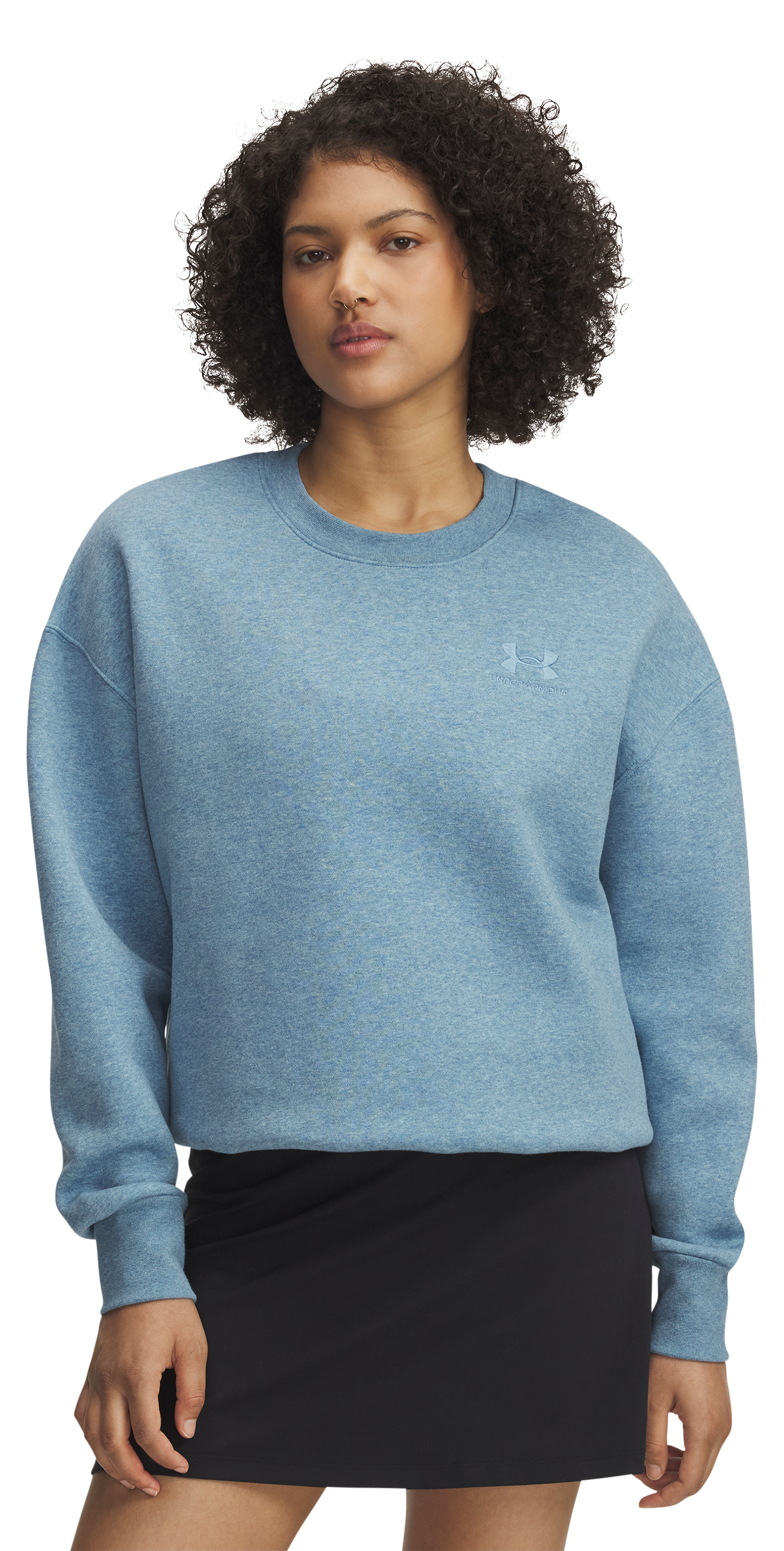 Image of Under Armour Icon Fleece Oversized Crew - Blue Smoke Light Heather - M