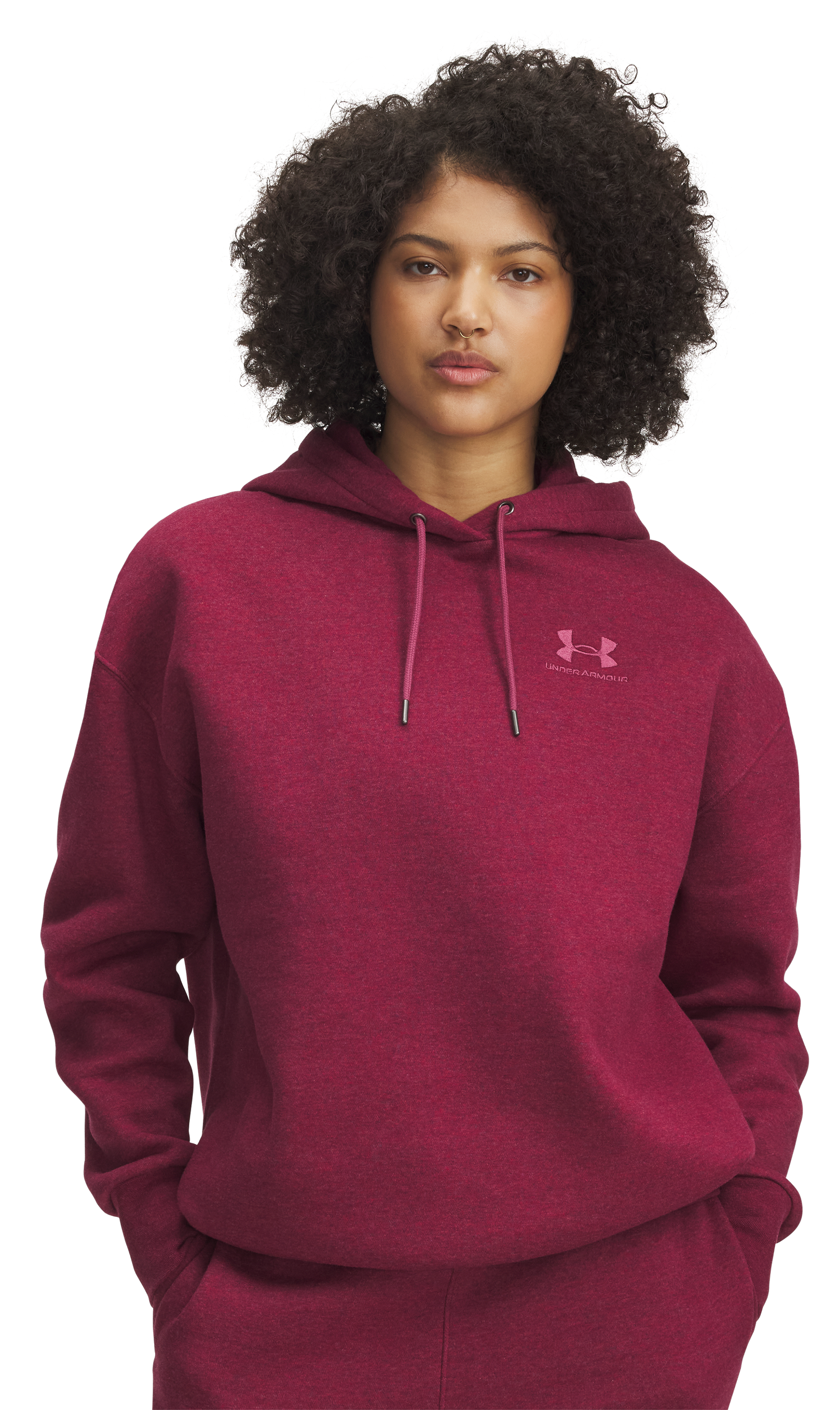 Image of Under Armour Icon Fleece Oversized Hoodie for Ladies - Fuchsia Dusk Light Heather - L