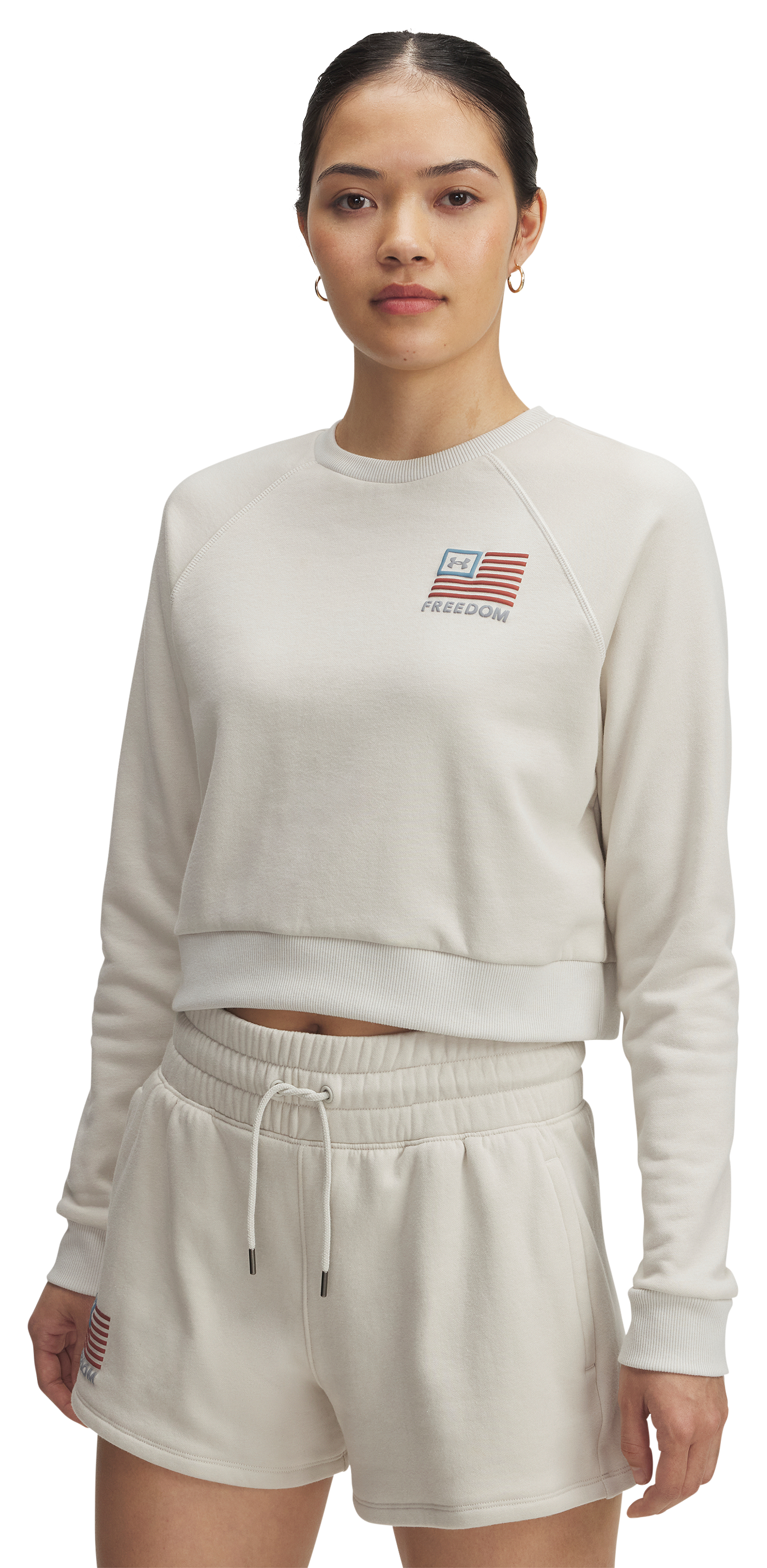 Image of Under Armour UA Rival Freedom Long-Sleeve Sweatshirt for Ladies - Summit White