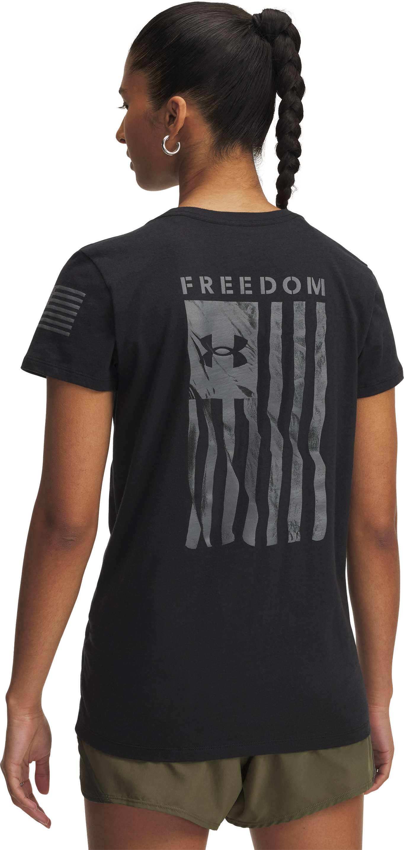 Image of Under Armour Freedom Flag Short-Sleeve T-Shirt for Ladies - Black - LG