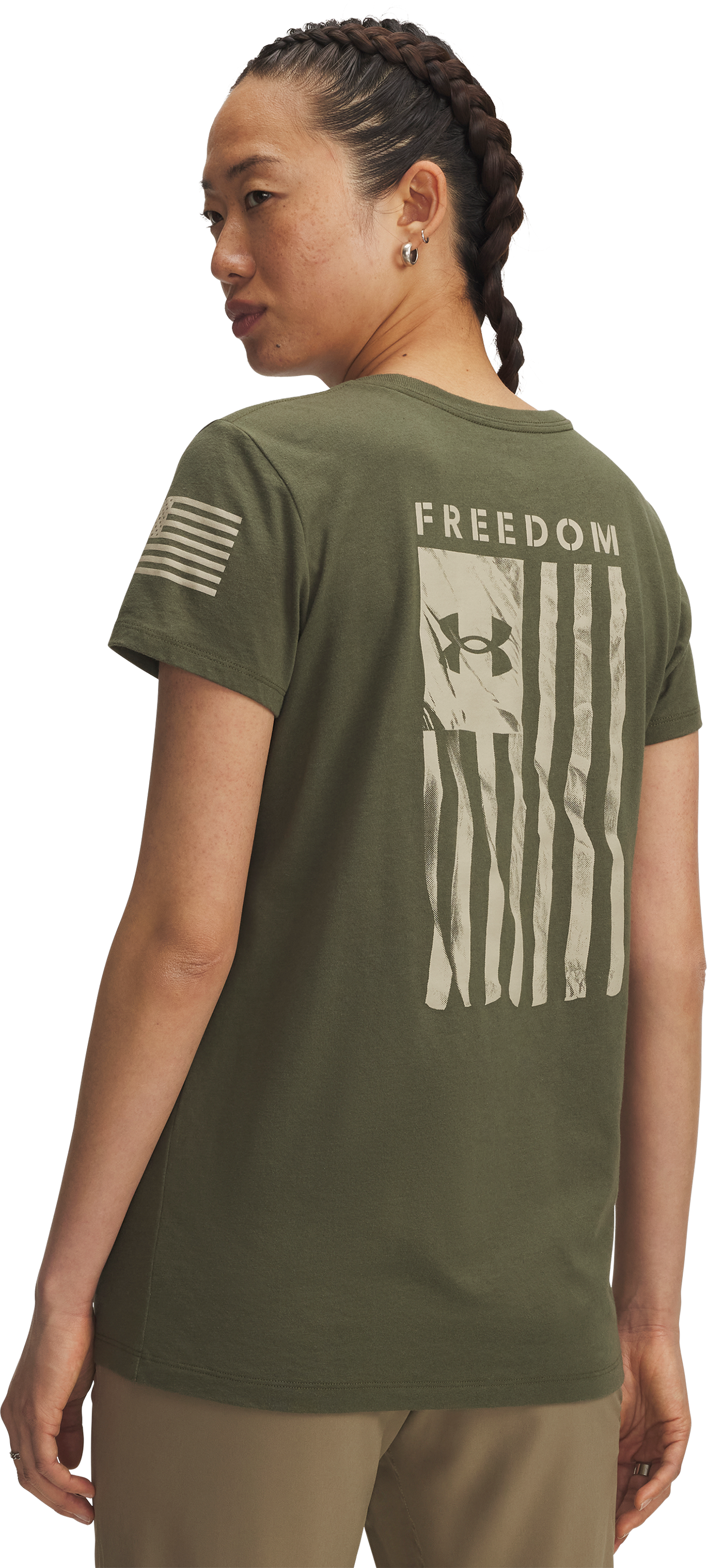 Image of Under Armour Freedom Flag Short-Sleeve T-Shirt for Ladies - Marine OD Green