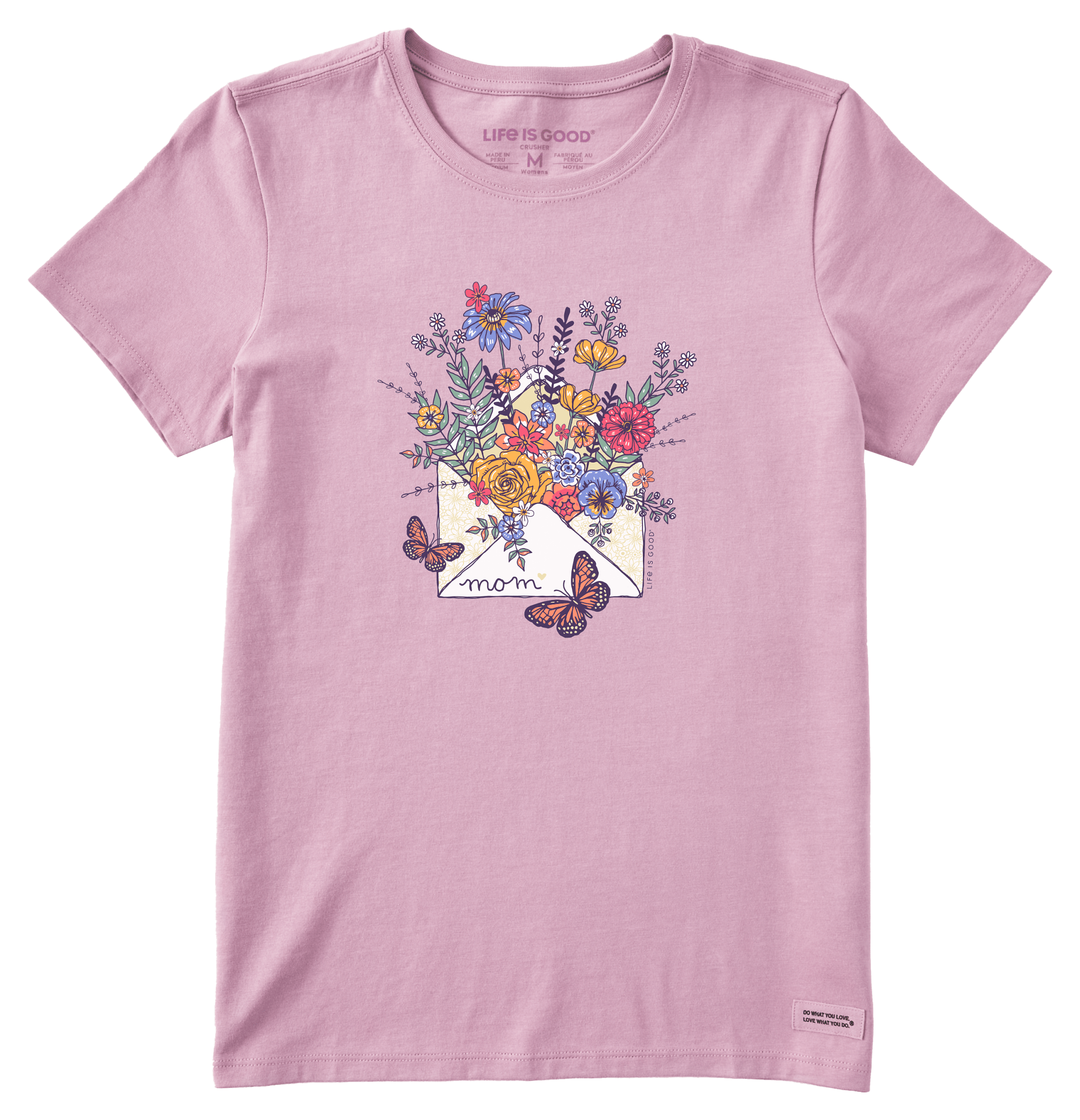 Image of Life is Good Mom Floral Envelope Crusher Short-Sleeve T-Shirt For Ladies - Violet Purple - S
