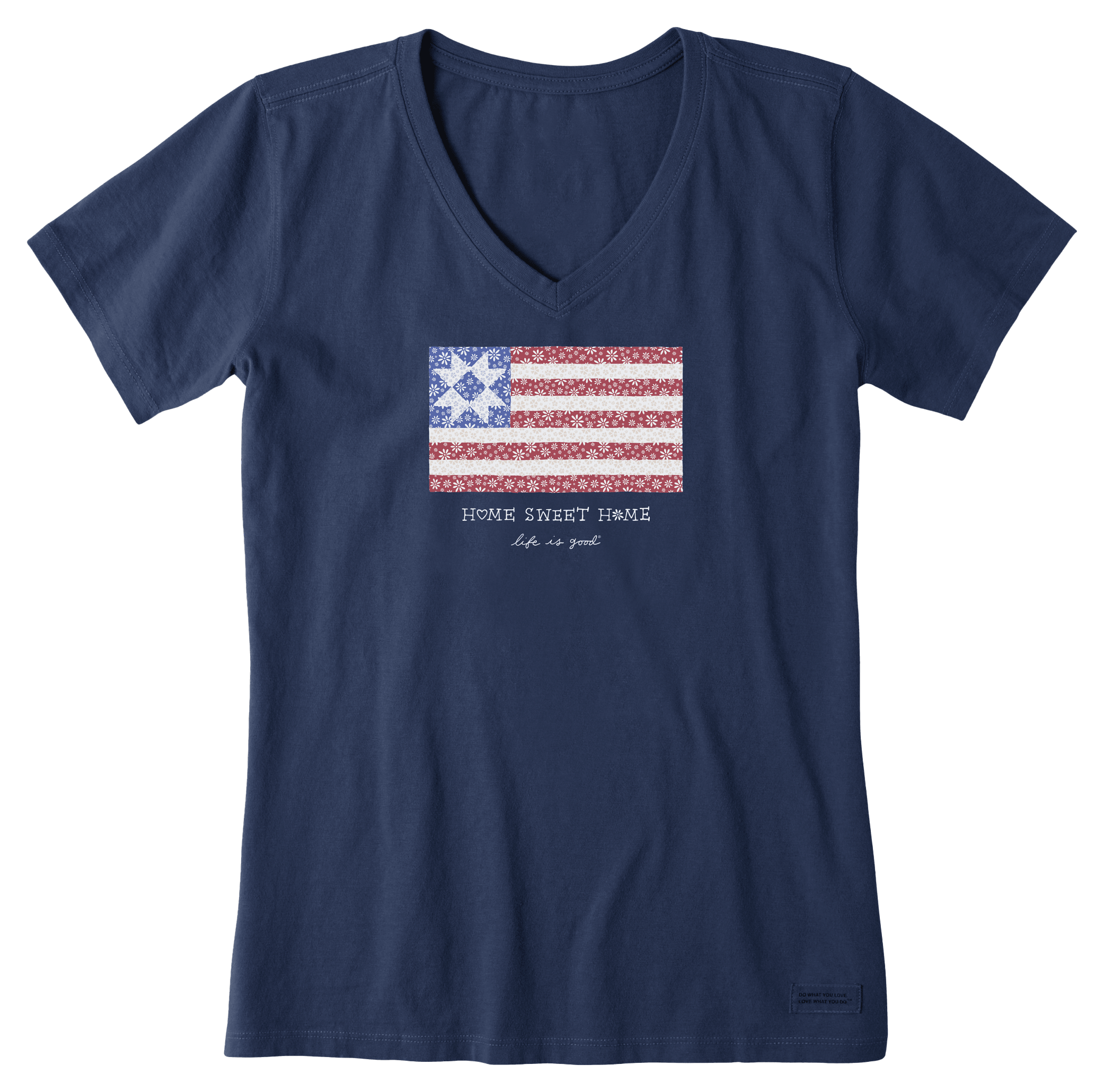 Image of Life is Good Home Sweet Home Crusher-LITE V-Neck Short-Sleeve T-Shirt for Ladies - Darkest Blue - S