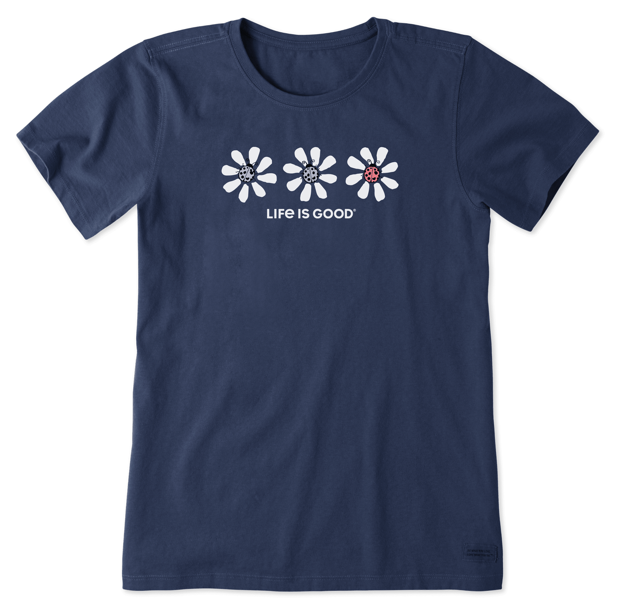 Image of Life is Good Daisybug Trio Crusher Short-Sleeve T-Shirt for Ladies - Darkest Blue
