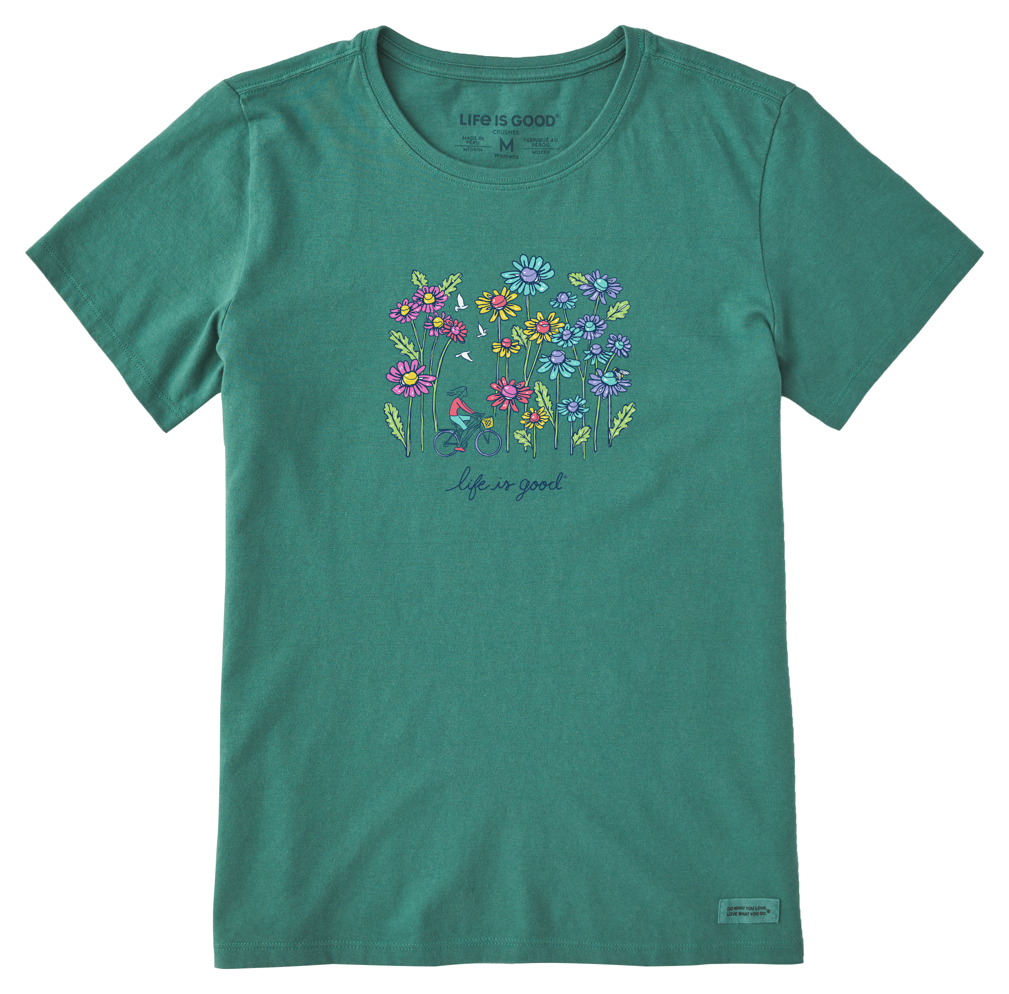 Image of Life is Good Relaxed Wildflower Crusher Short-Sleeve T-Shirt for Ladies - Spruce Green
