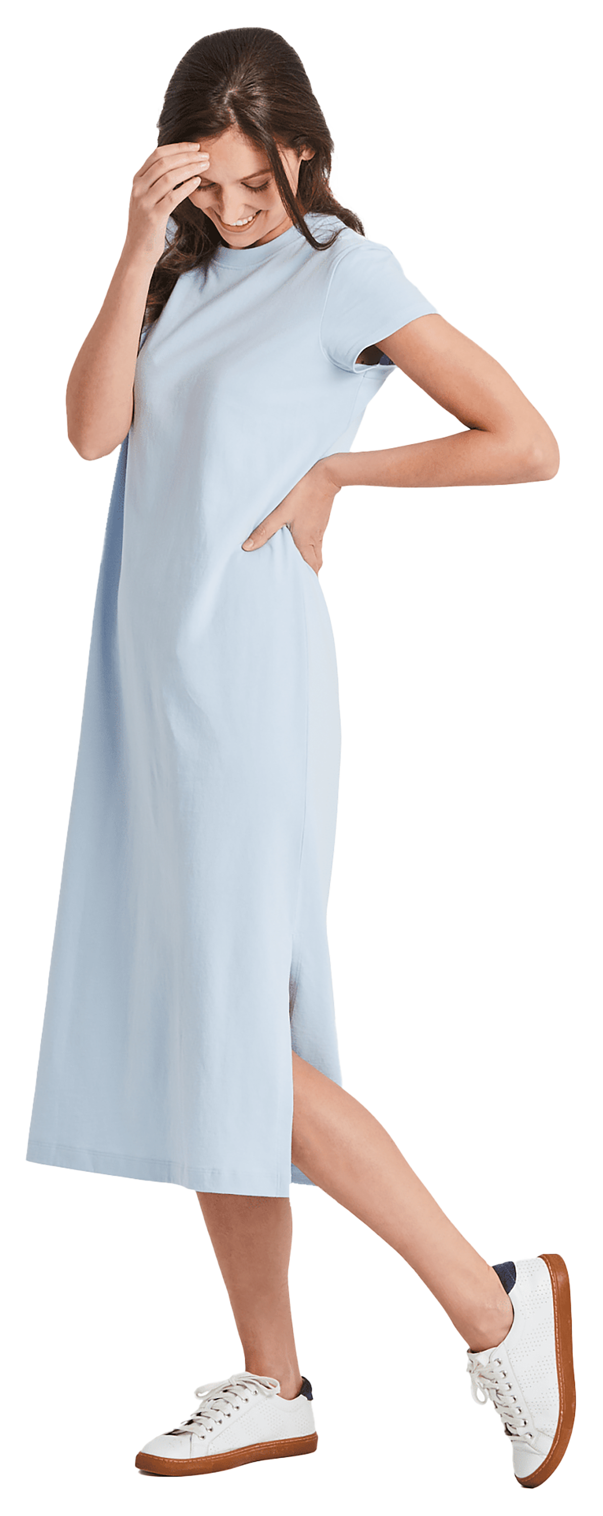 Image of Life is Good Solid Crusher Short-Sleeve Dress for Ladies - Glacier Blue