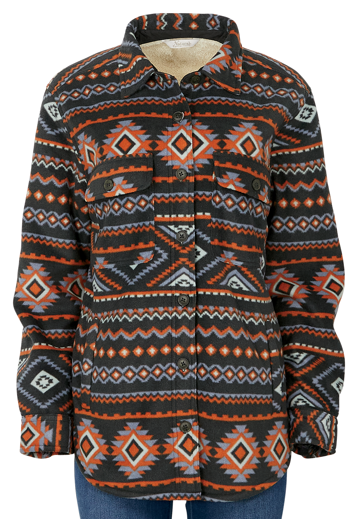 Image of Natural Reflections Cedar Fleece Shirt Jacket - Moonless Night Print - S