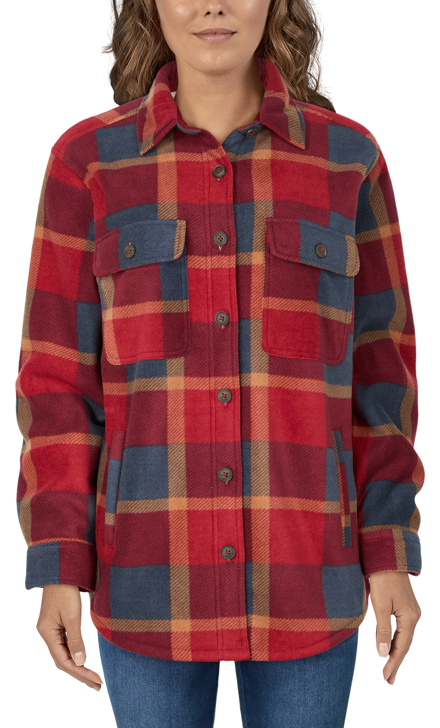 Image of Natural Reflections Cedar Fleece Shirt Jacket - Biking Red Plaid - L