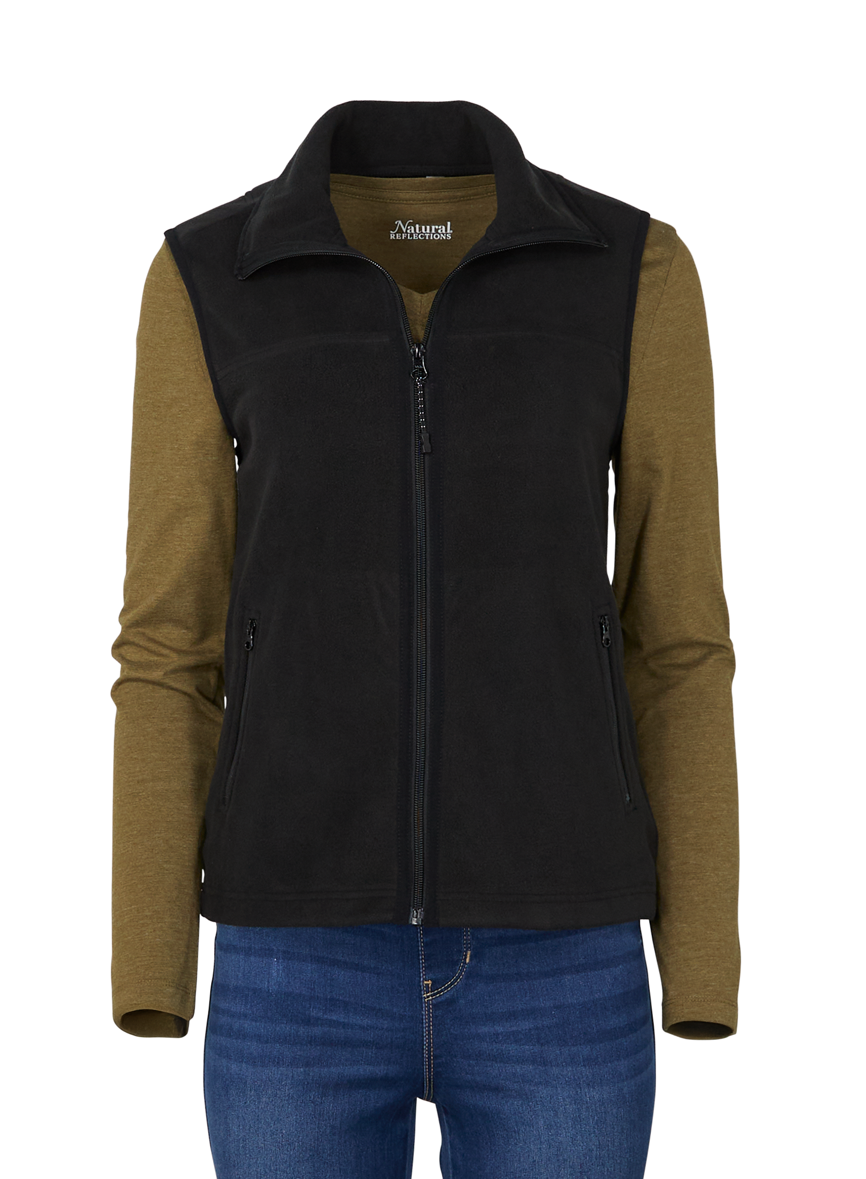 Image of Natural Reflections Ventura Fleece Vest - Black - 1X