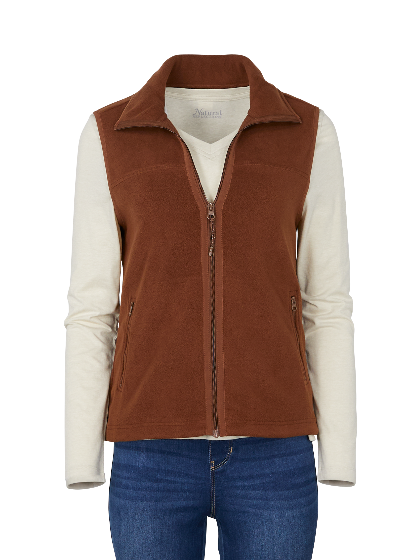 Image of Natural Reflections Ventura Fleece Vest - Cappuccino - L