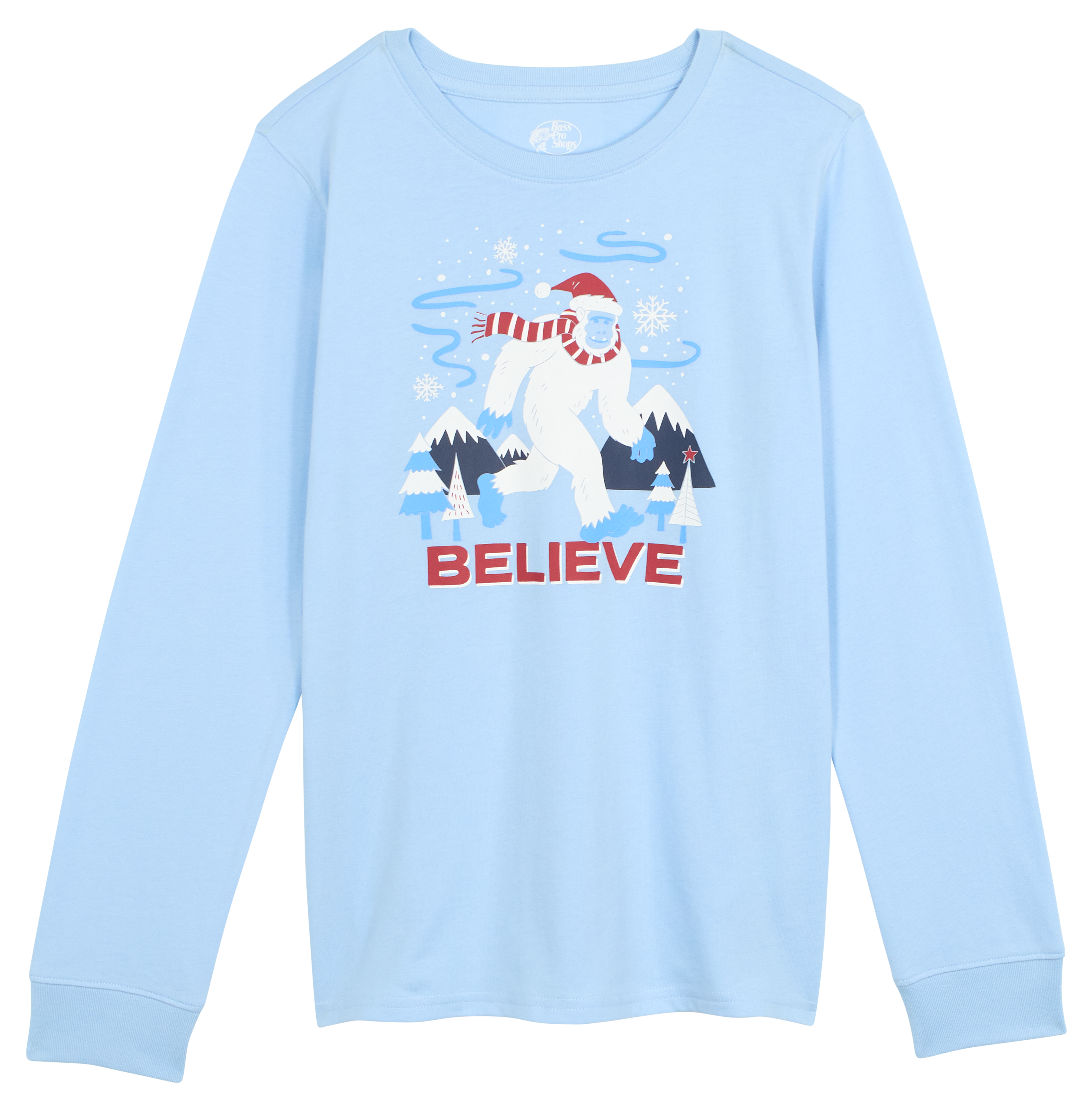 Image of Bass Pro Shops Holiday Graphic Long-Sleeve T-Shirt for Kids - Cerulean - XS