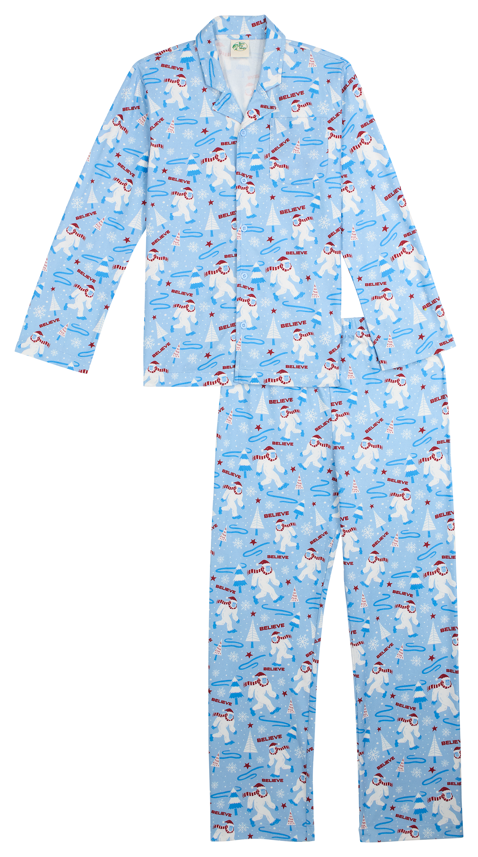 Image of Bass Pro Shops Pajama Set for Kids - Believe Print - S