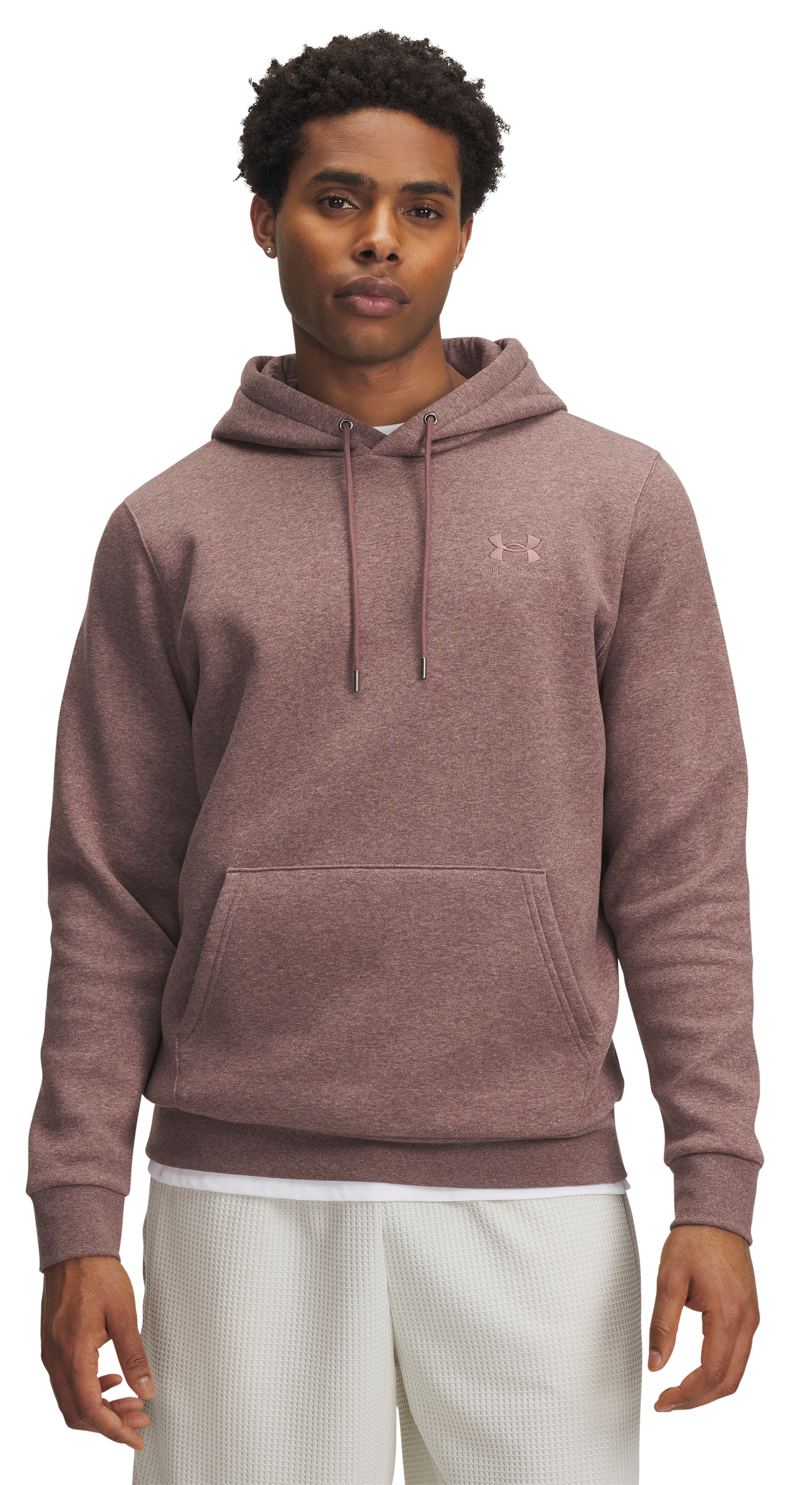 Image of Under Armour Icon Fleece Long-Sleeve Hoodie - Maroon Mist Light Heather - XL
