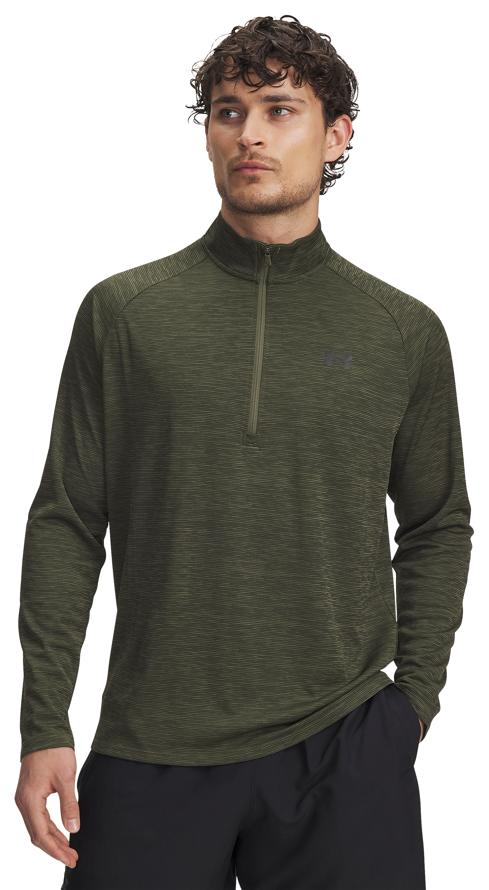 Image of Under Armour Tech Textured Half-Zip Pullover - Marine OD Green - 3XL