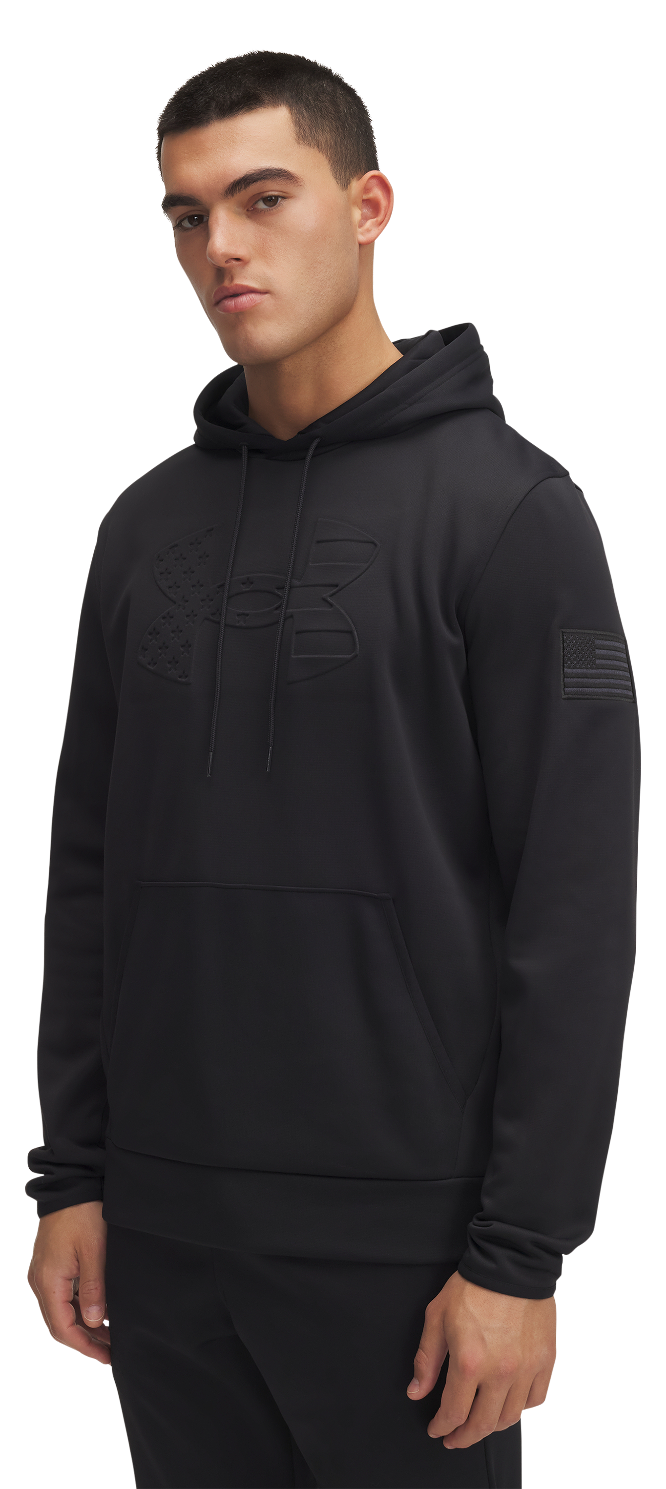 UNDER ARMOUR Men's UA Freedom Armour Fleece Emboss Hoodie, Color: Black, Size: S (6004092-001-SM)