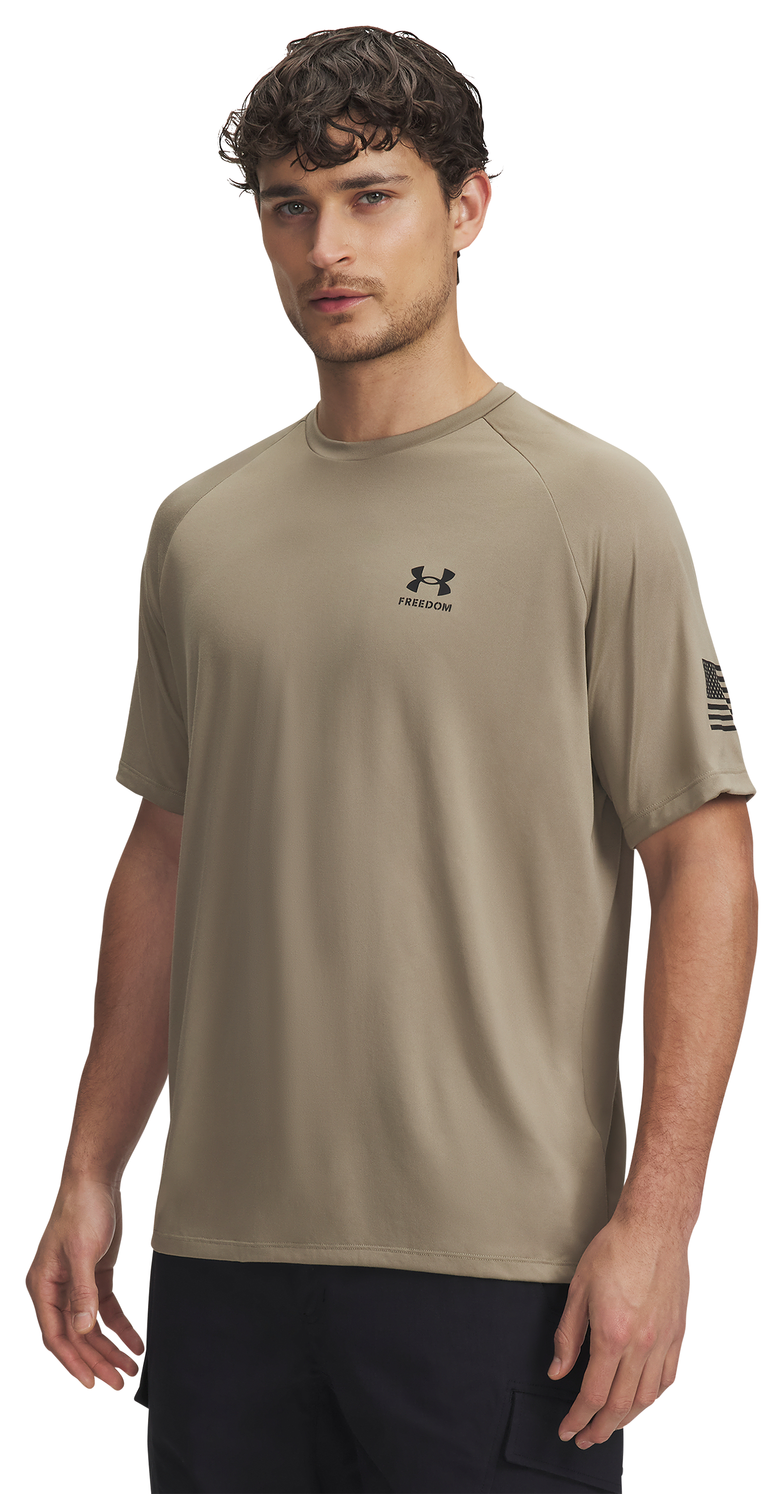 Image of Under Armour Freedom Tech Loose-Fit Short-Sleeve T-Shirt - Federal Tan