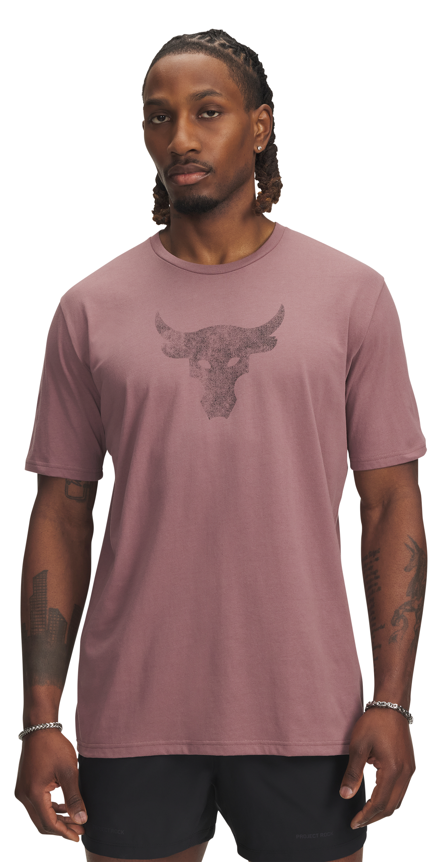 Image of Under Armour Project Rock Brahma Bull Graphic Short-Sleeve T-Shirt - Maroon Mist