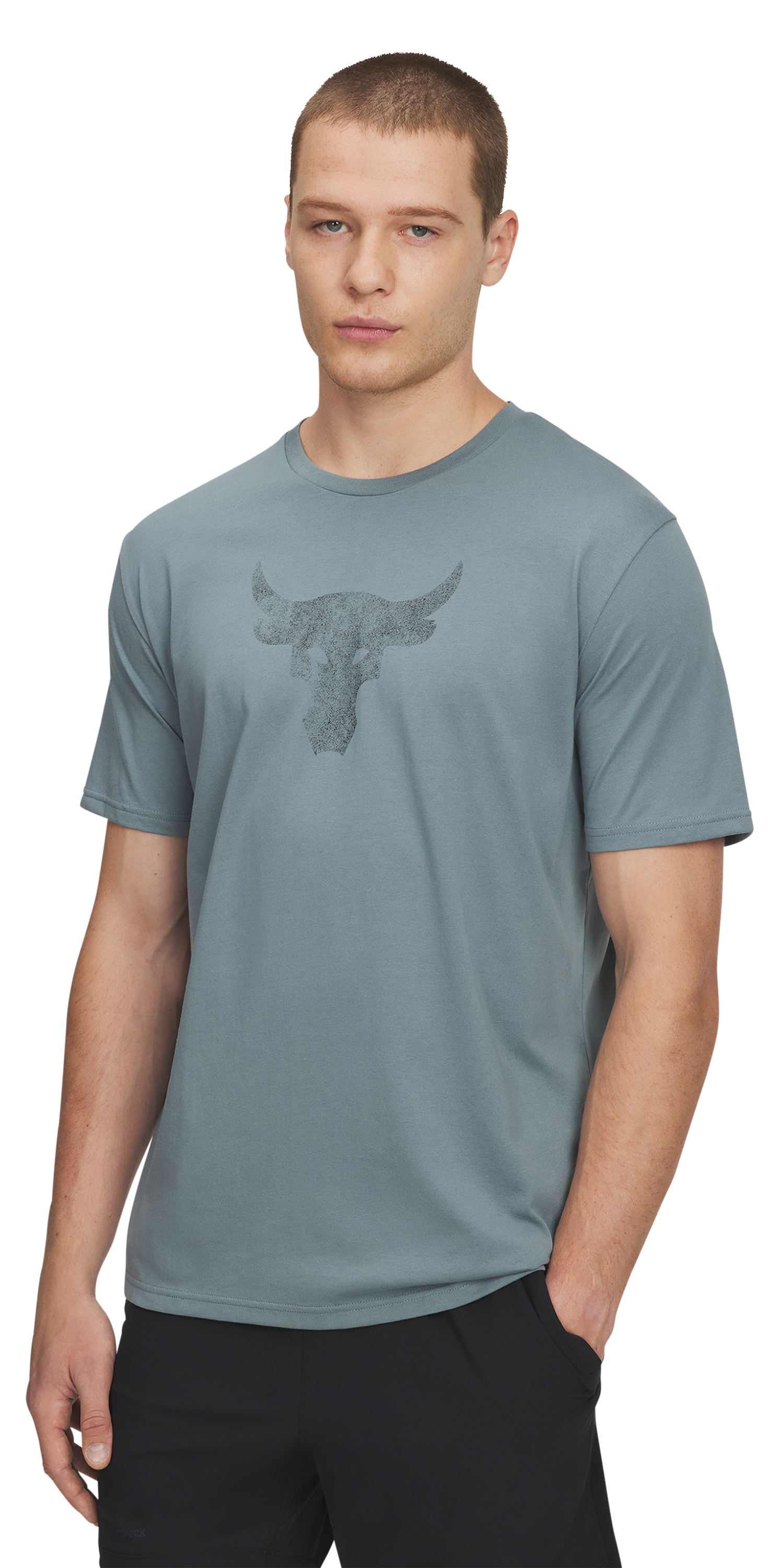 Image of Under Armour Project Rock Brahma Bull Graphic Short-Sleeve T-Shirt - Jasper Blue