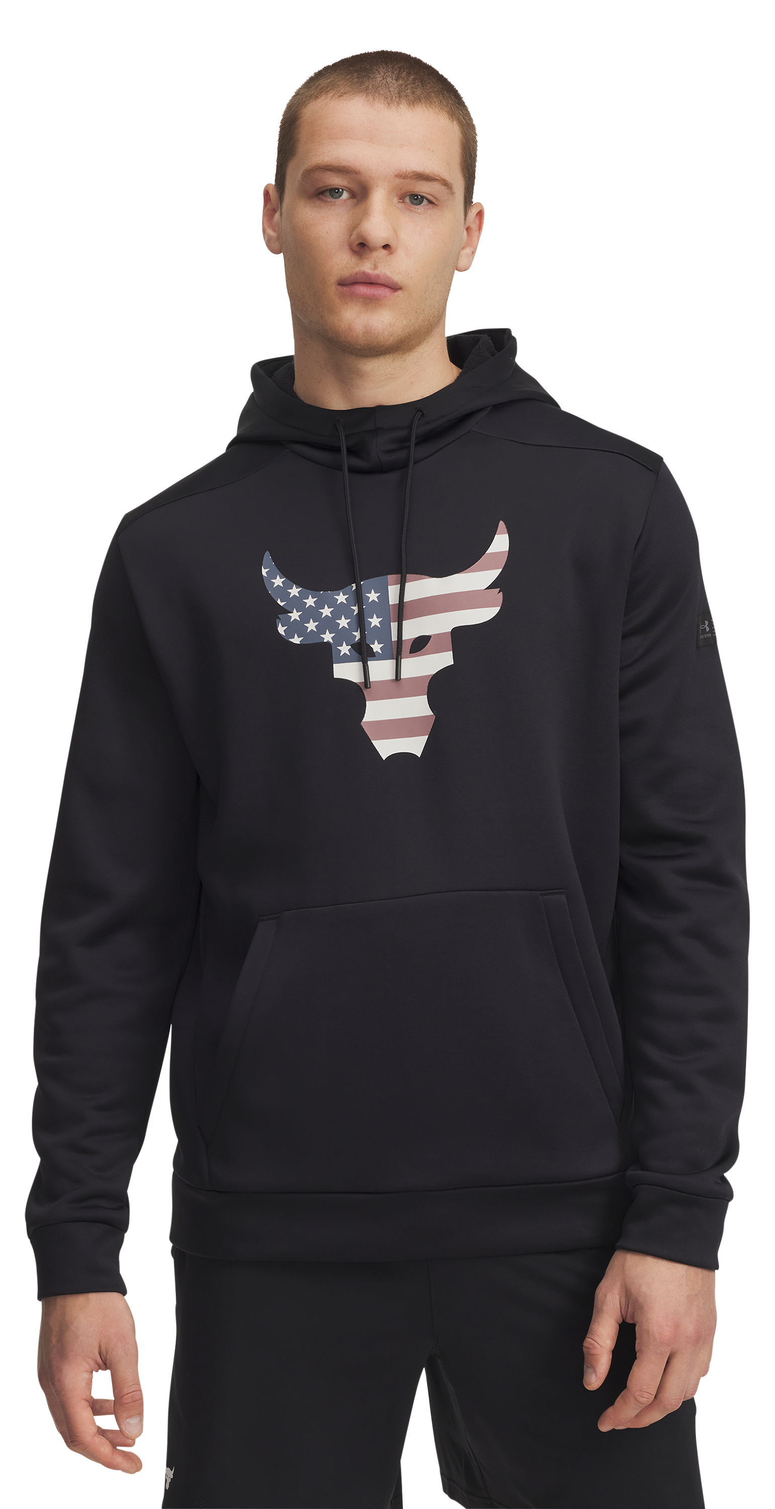 Image of Under Armour Project Rock Freedom Bull Long-Sleeve Hoodie for Men - Black - L