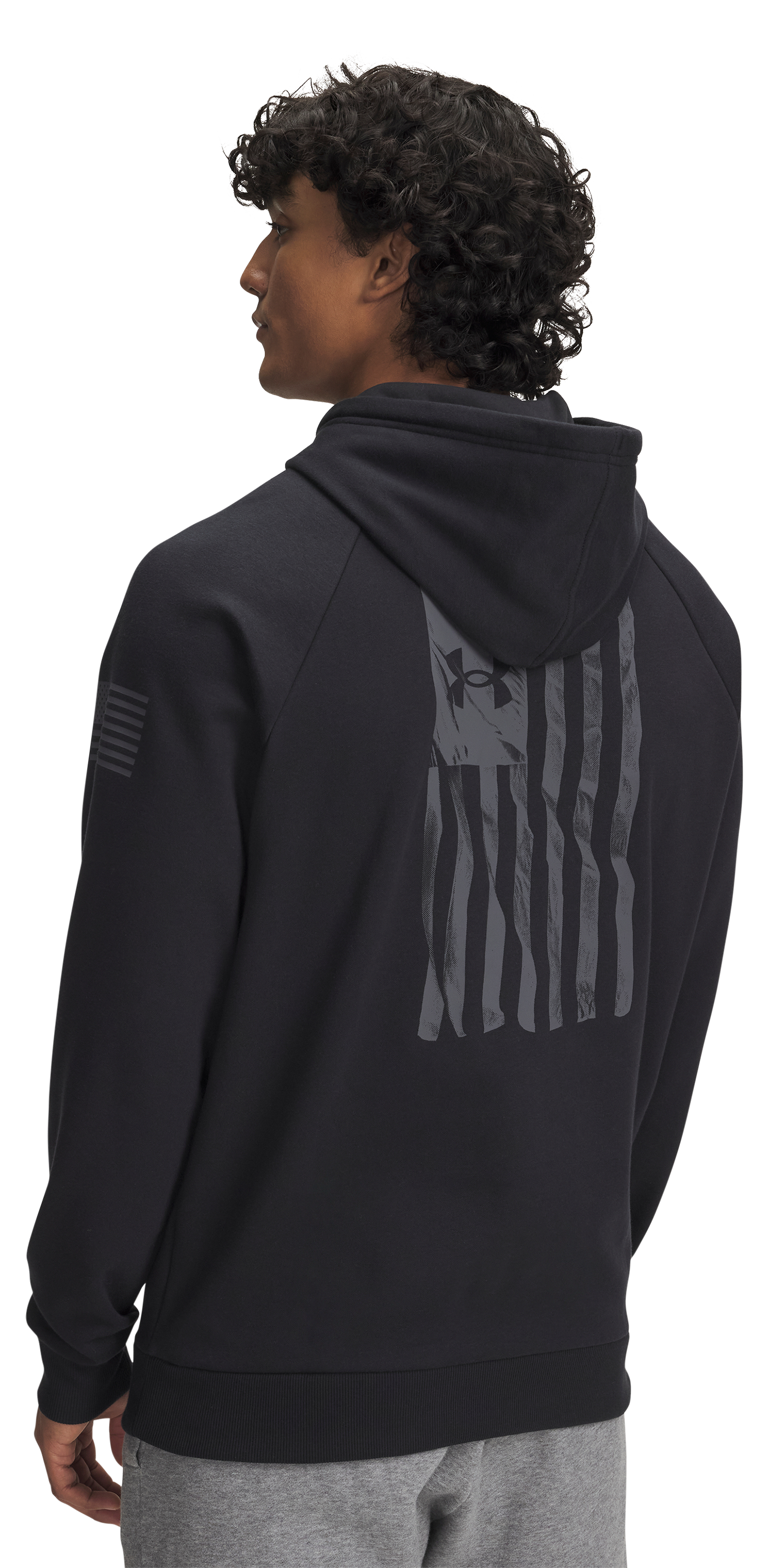 Image of Under Armour Freedom Flag Long-Sleeve Hoodie for Men - Black - 2XL