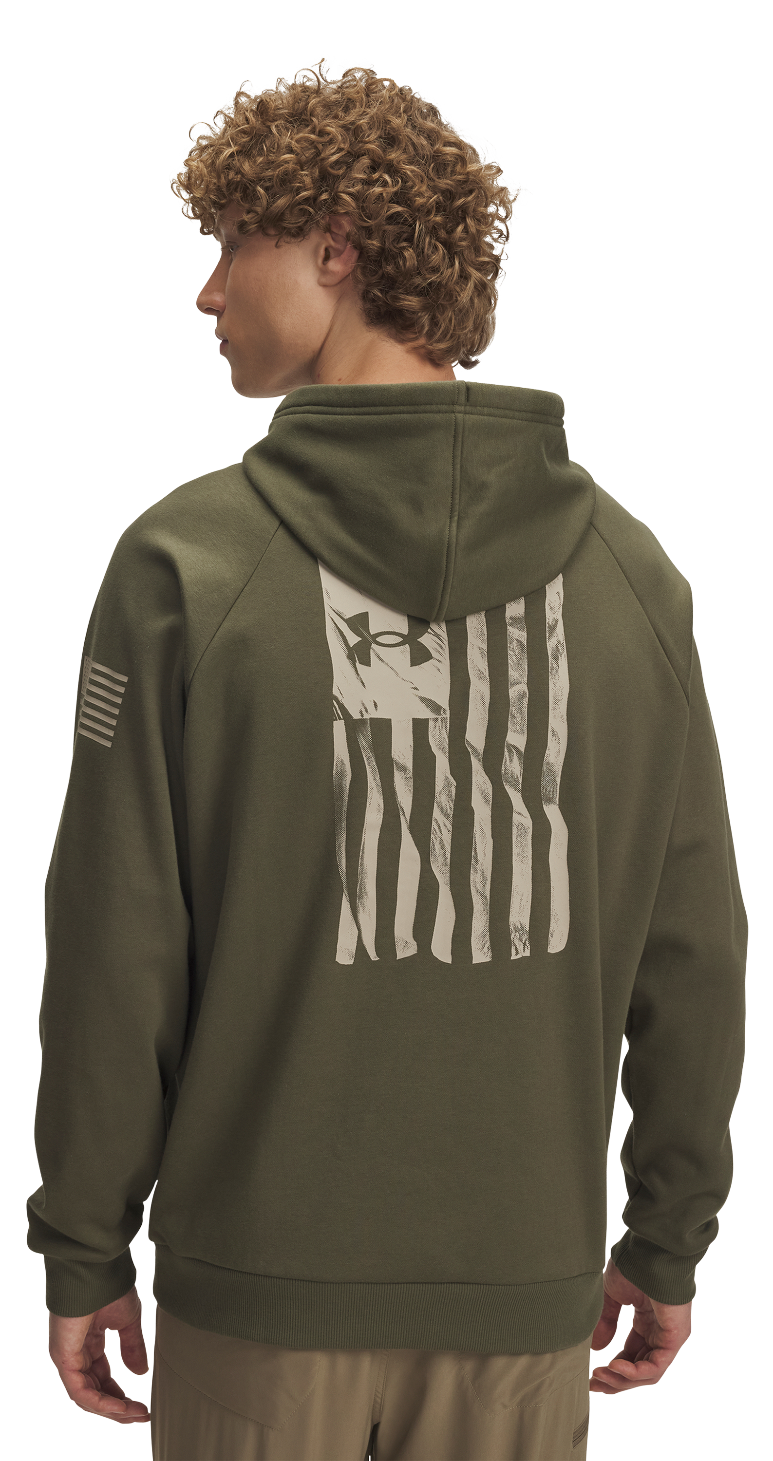 Image of Under Armour Freedom Flag Long-Sleeve Hoodie for Men - Marine OD Green