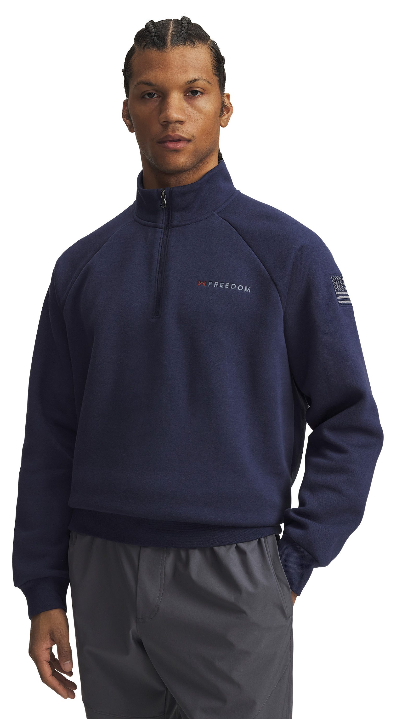 Image of Under Armour Freedom Icon Fleece Half-Zip Long-Sleeve Pullover for Men