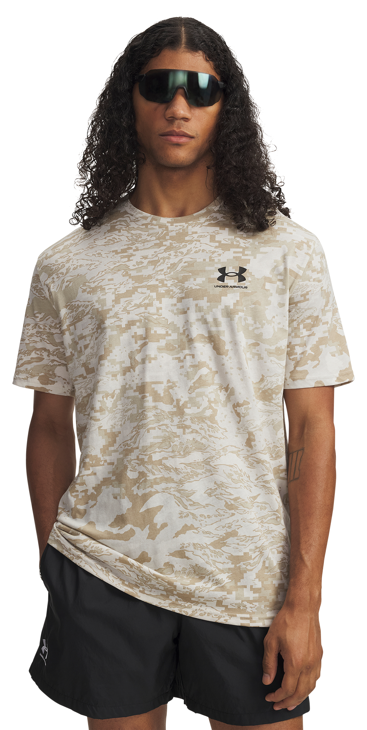 Image of Under Armour ABC Camo Short-Sleeve Shirt - Stone/Black - S