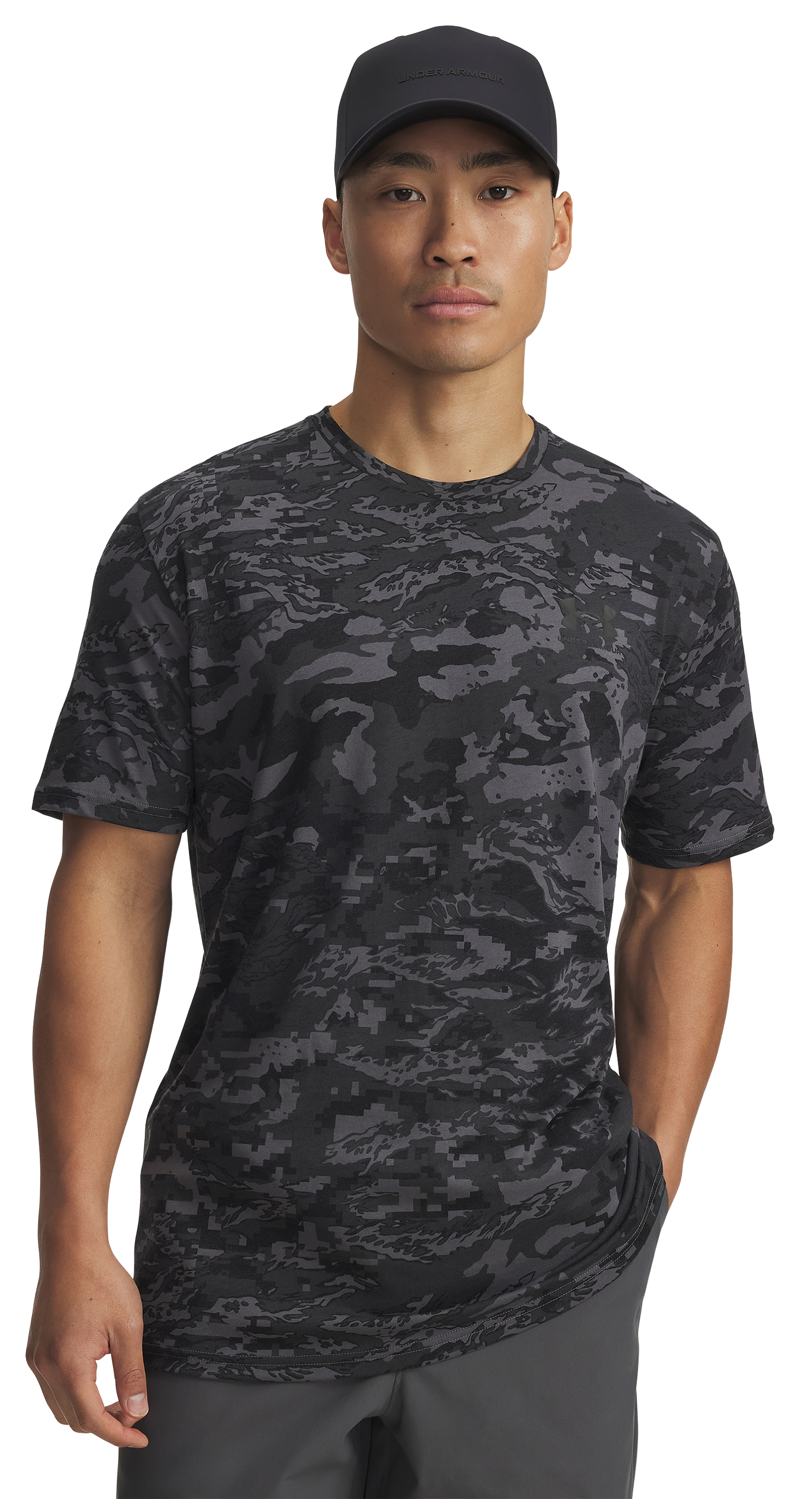 Image of Under Armour ABC Camo Short-Sleeve Shirt - Castlerock/Black - 2XL