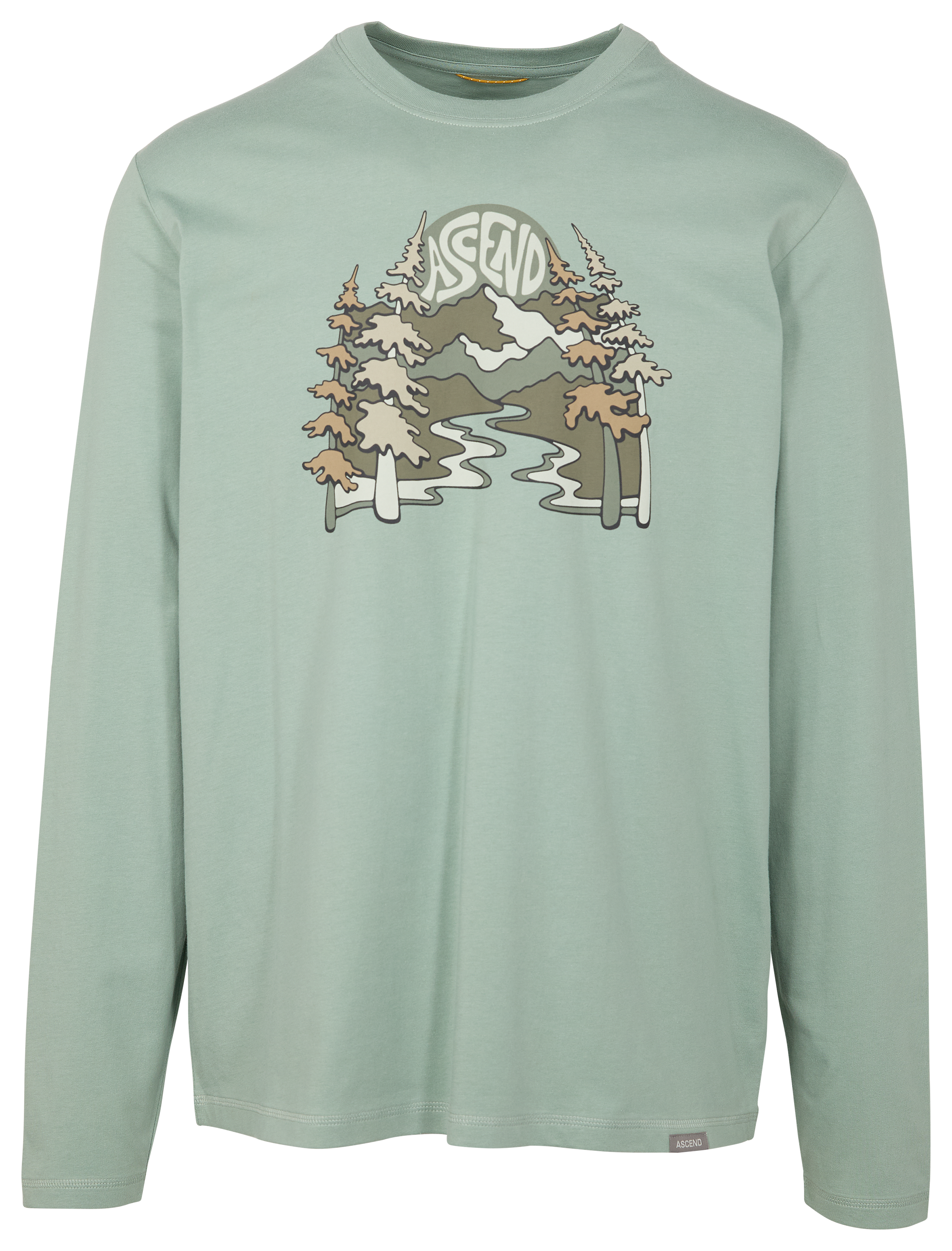Image of Ascend Mountain Stream Graphic Long-Sleeve T-Shirt - Iceberg Green - L
