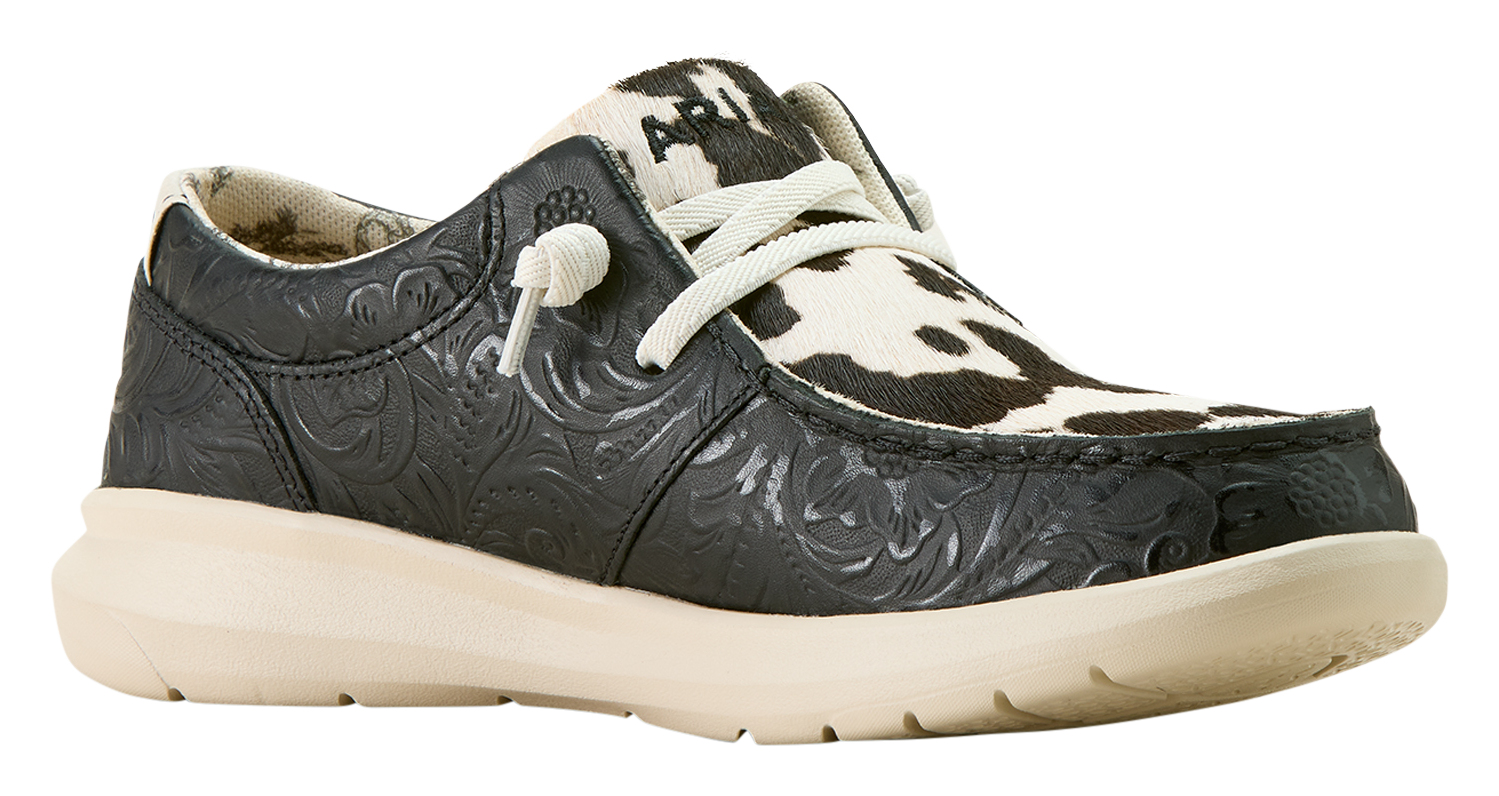 Image of Ariat Hilo Floral Leather Casual Shoes for Ladies - Black Floral - 7.5M