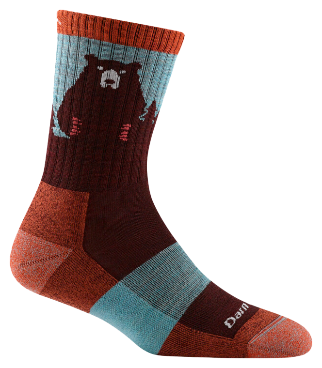 Image of Darn Tough Bear Town Light Hiker Micro Crew Wool Socks for Ladies - Burgundy - M