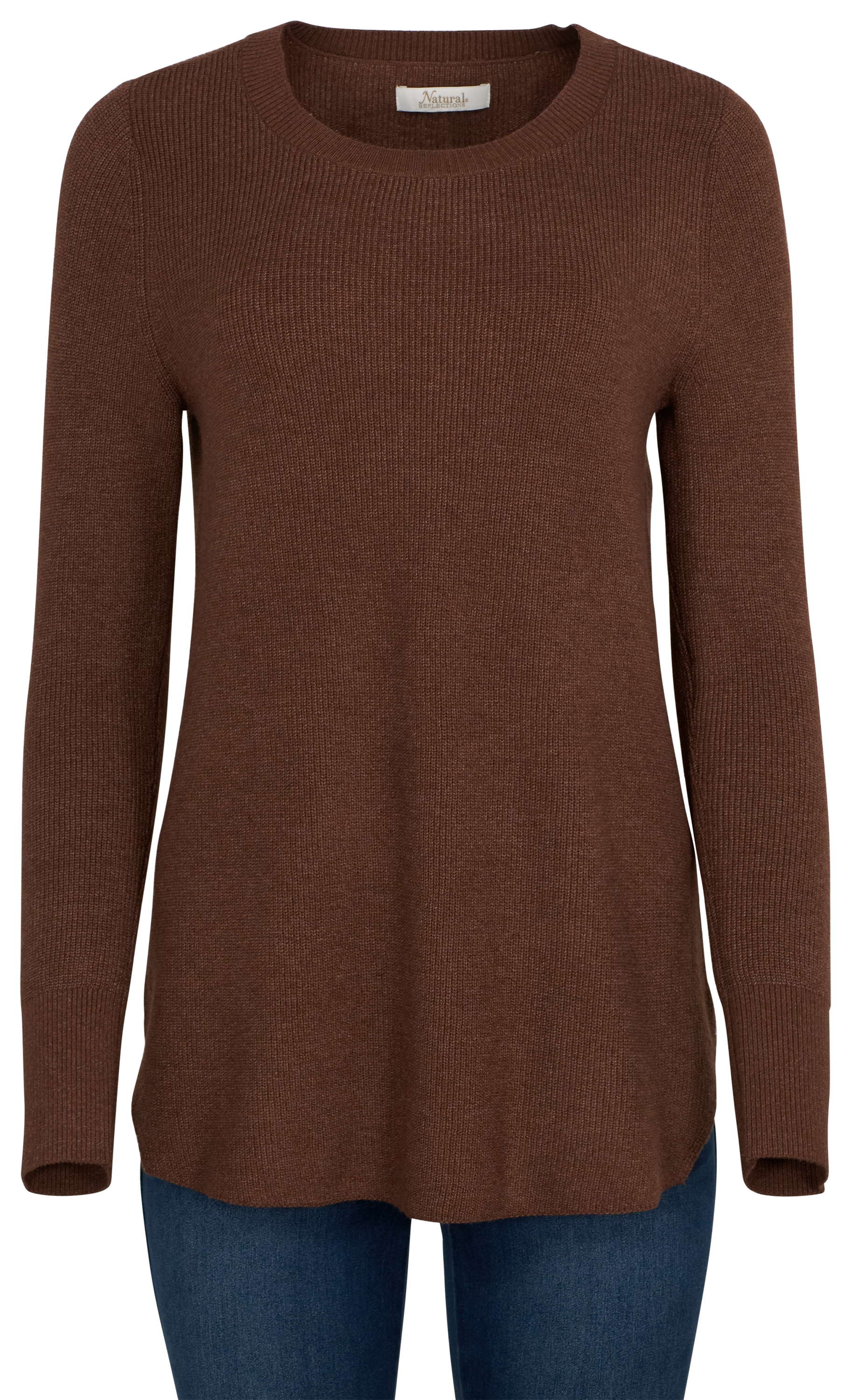 Image of Natural Reflections Cozy Time Ribbed Long-Sleeve Tunic - Deep Mahogany