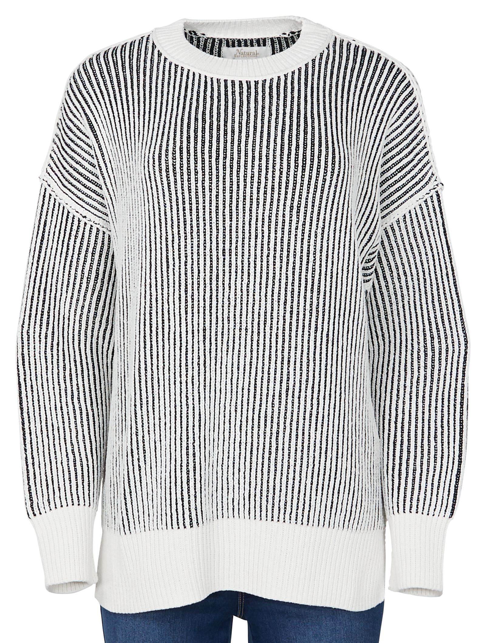 NATURAL REFLECTIONS Campfire 2-Tone Crew-Neck Long-Sleeve Sweater for Ladies