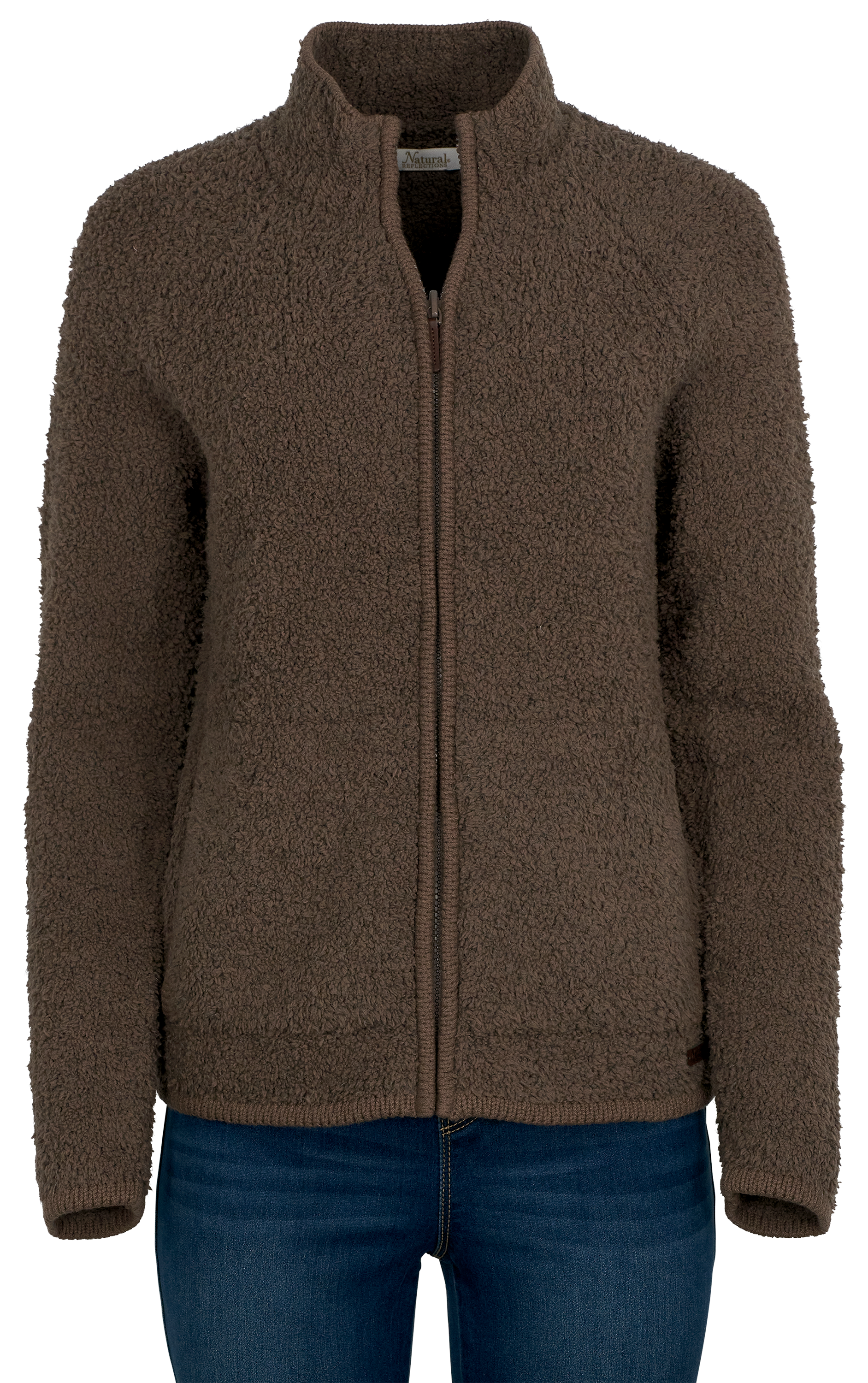 NATURAL REFLECTIONS Sherpa Cabin Full-Zip Long-Sleeve Sweater
