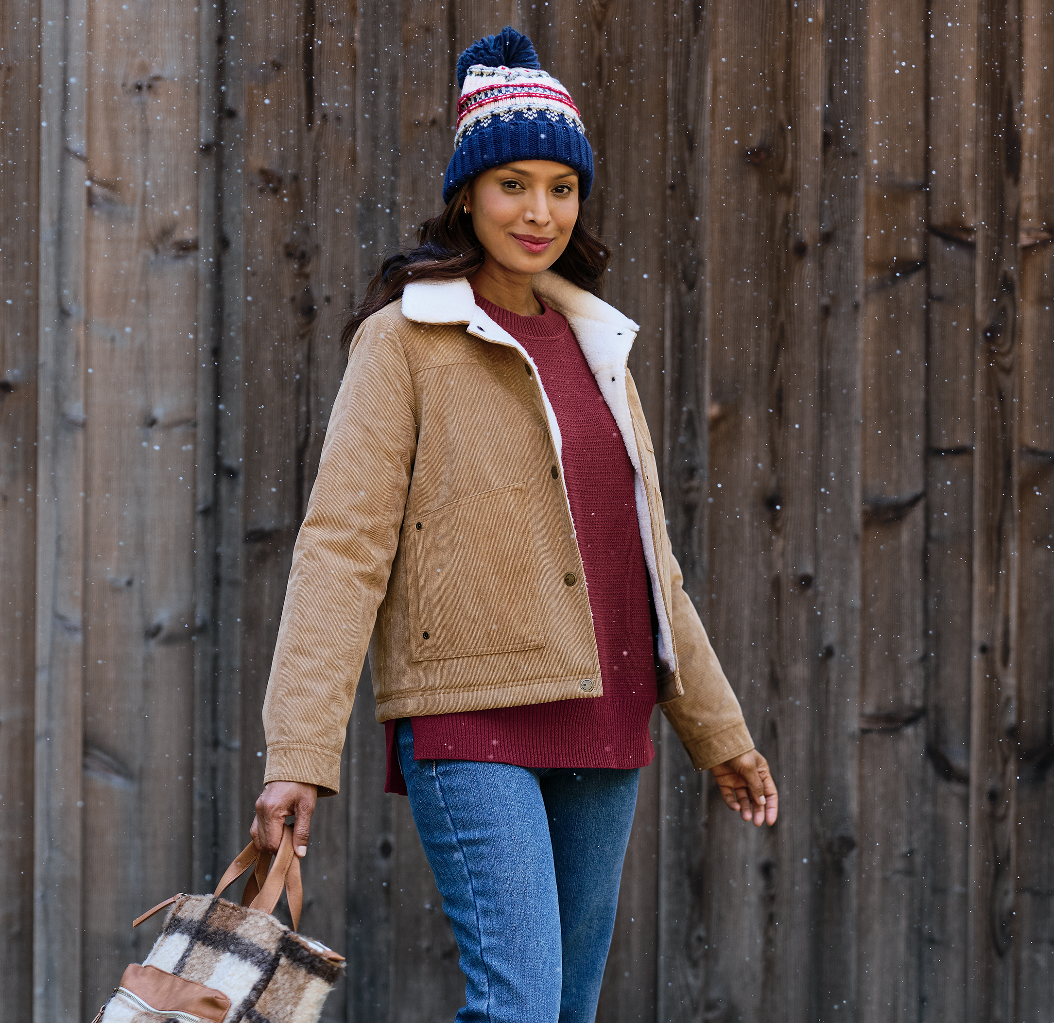 Image of Natural Reflections Campfire Crew-Neck Long-Sleeve Sweater - Cabernet - M