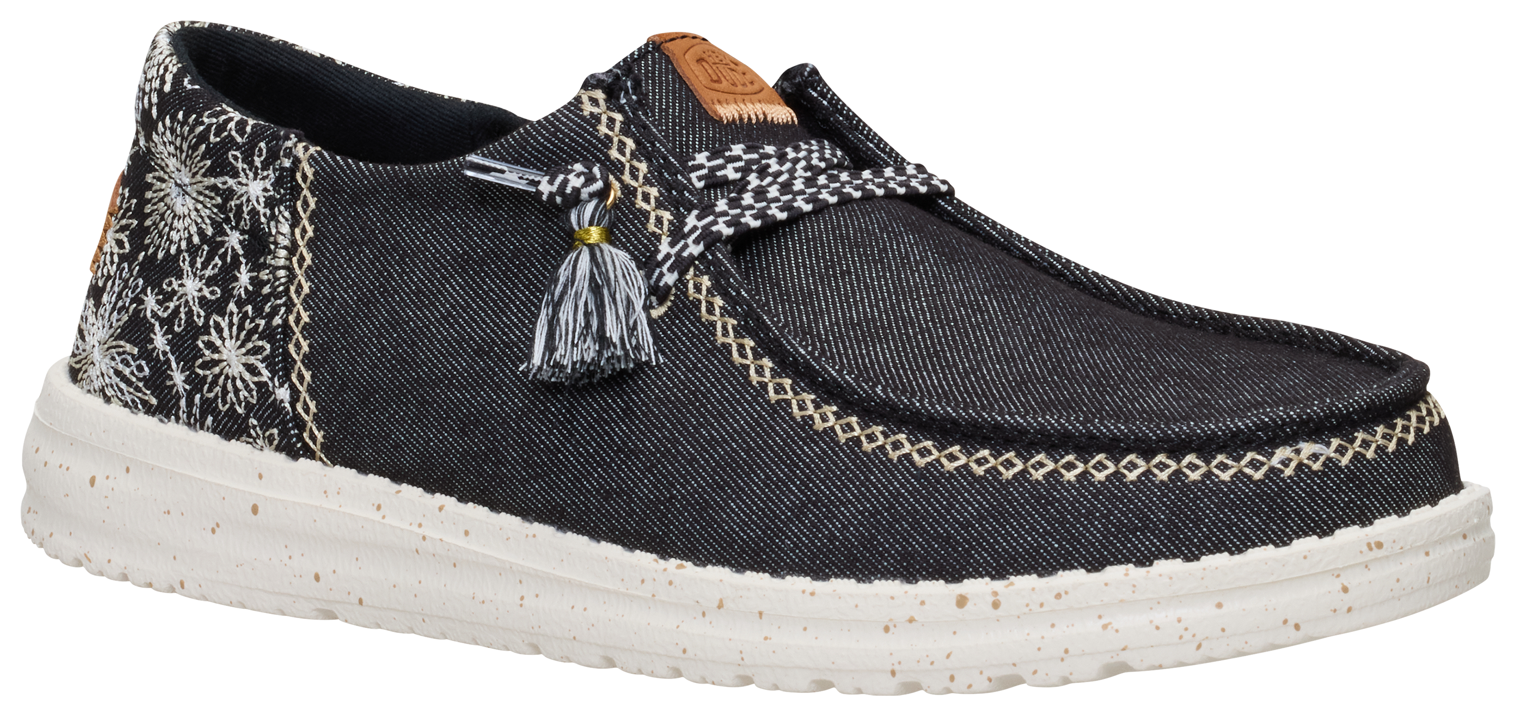 Image of HEYDUDE Wendy Funk Embroidered Floral Shoes for Ladies - Black - 9M