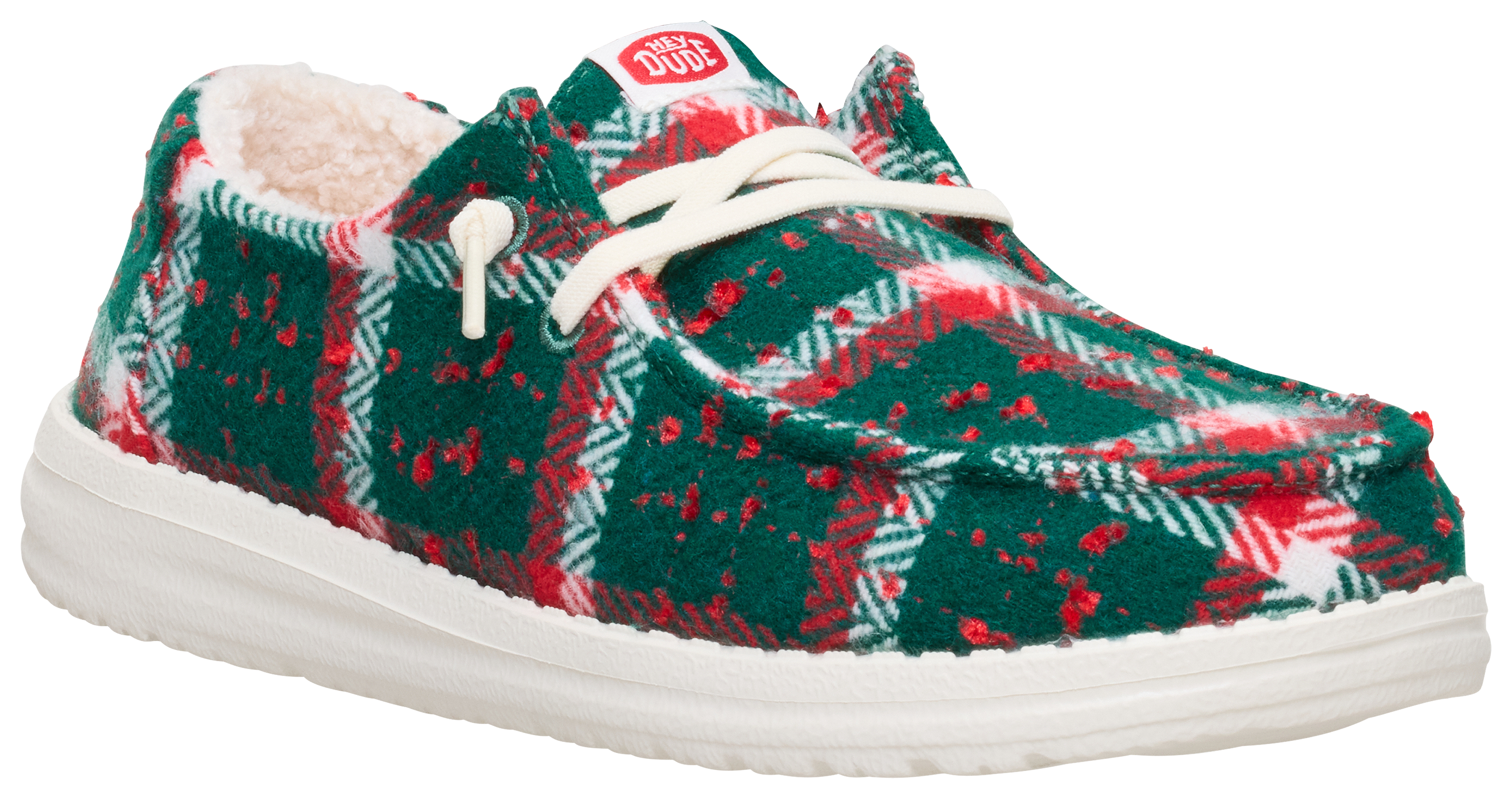 Image of HEYDUDE Wendy Confetti Plaid Cozy Casual Shoes for Ladies - Red - 11M