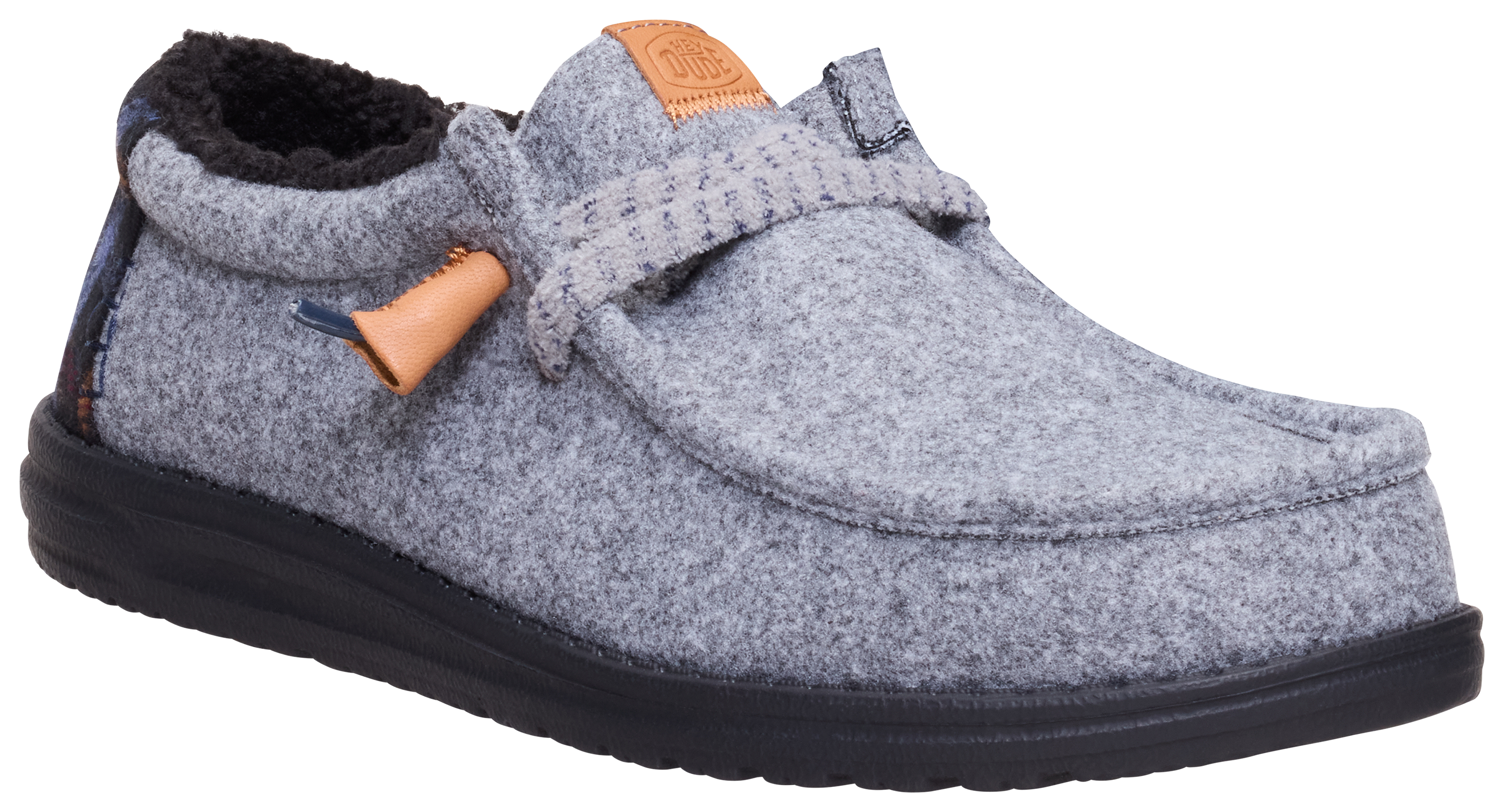Image of HEYDUDE Wally Plaid Cozy Casual Shoes for Men - Grey - 11M
