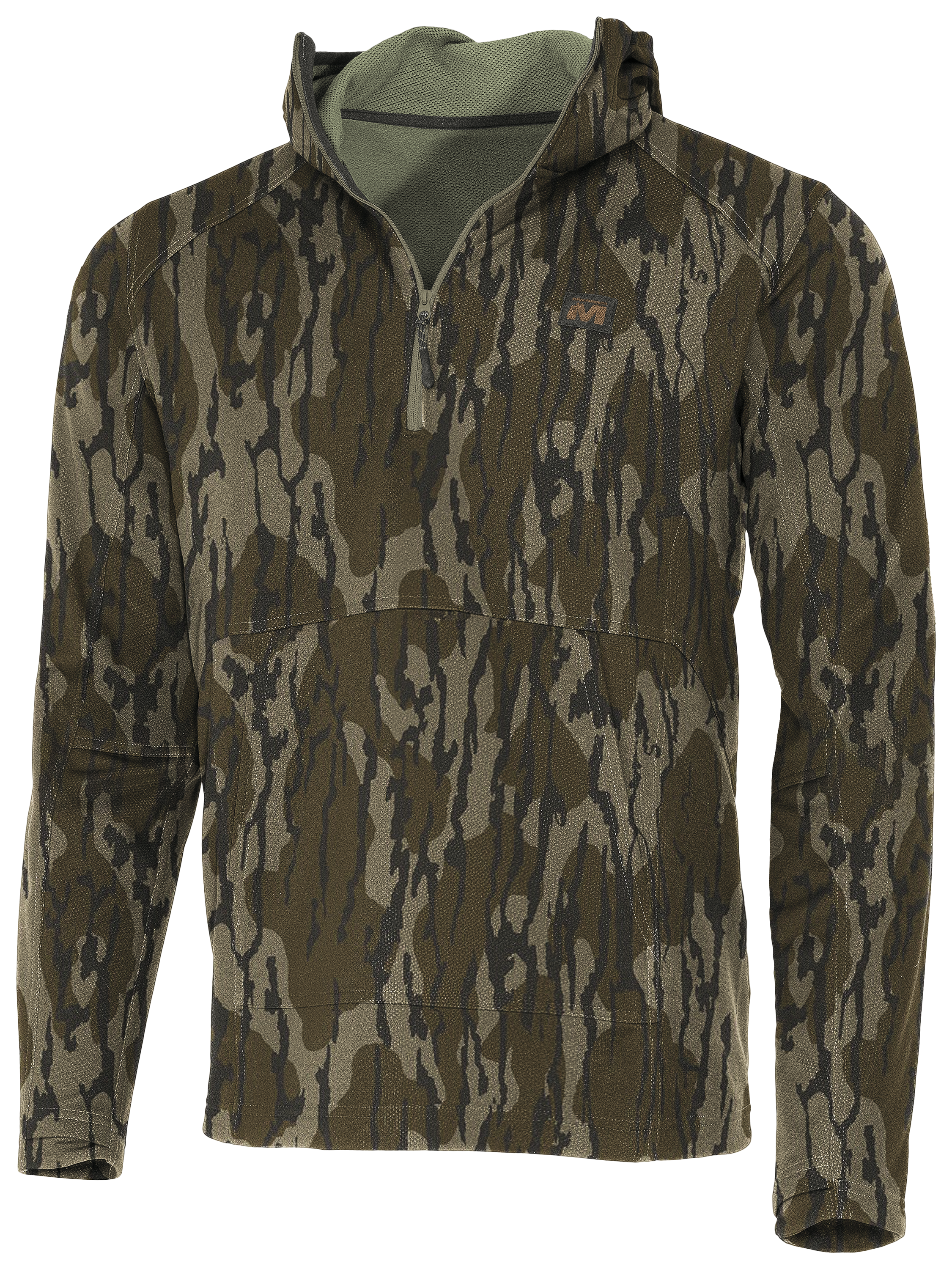 Image of Muddy DV8 Quest Quarter-Zip Hoodie for Men - Mossy Oak Bottomland - XL