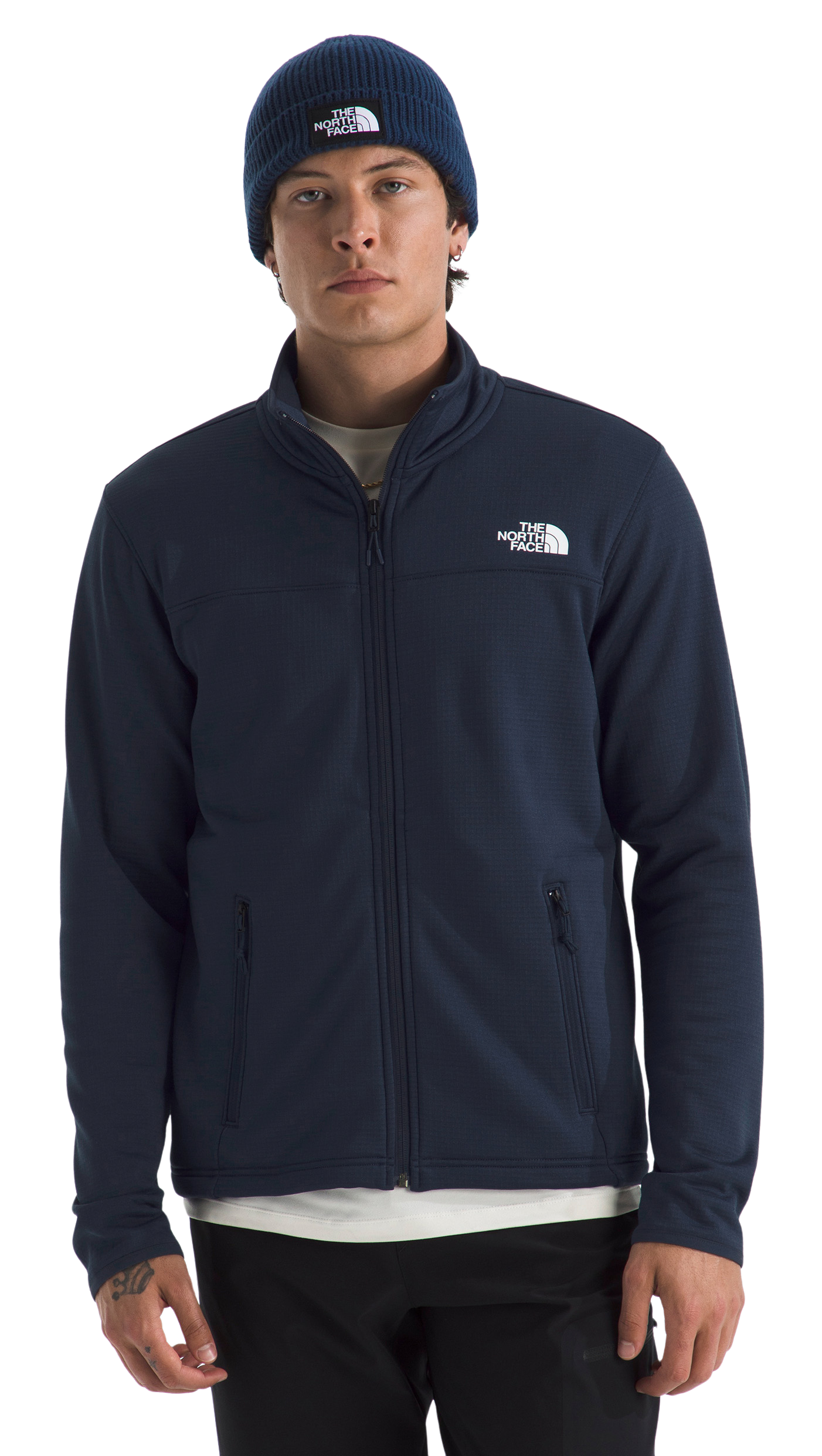 Image of The North Face Cedar Trail Grid Fleece Full-Zip Jacket - Summit Navy - 2XL