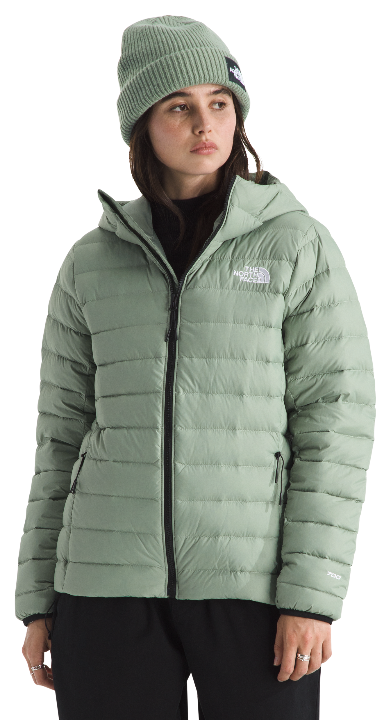 Image of The North Face Classic Down Hooded Jacket - Slate Moss - XL