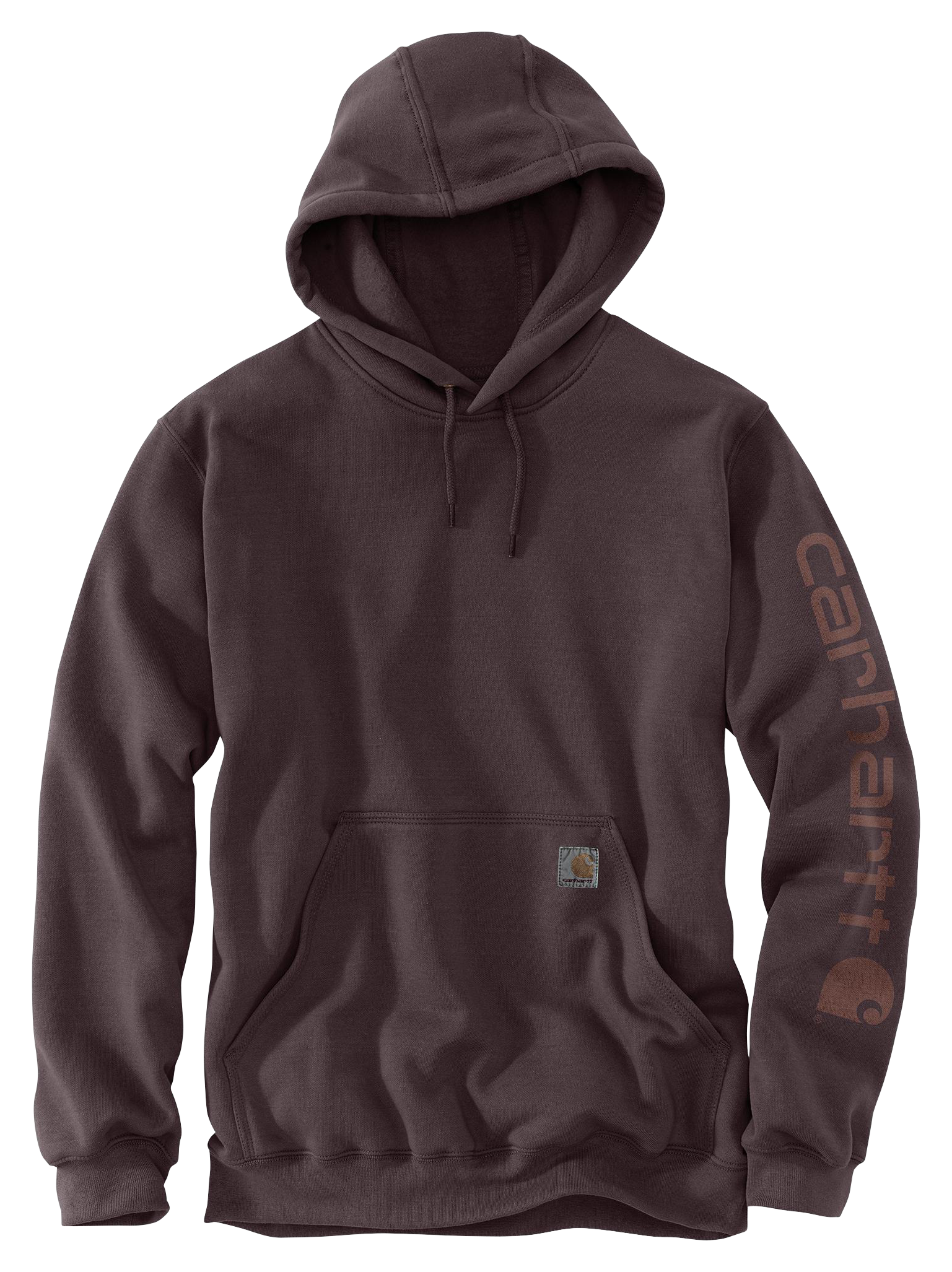 Image of Carhartt Relaxed-Fit Garment-Dyed Graphic Long-Sleeve Hooded Sweatshirt - Dark Sepia
