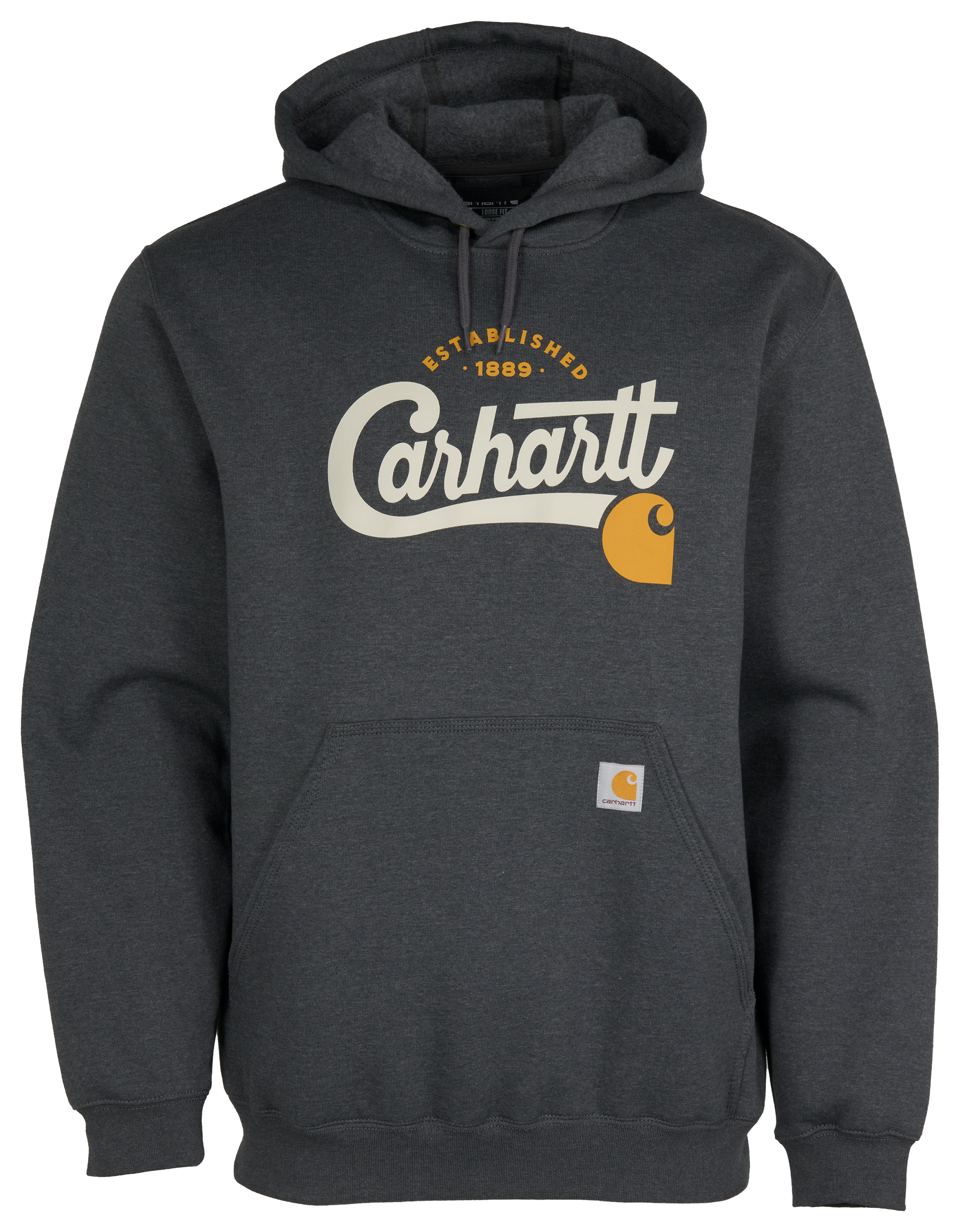 Image of Carhartt Script Graphic Hoodie - Carbon Heather - 2XL