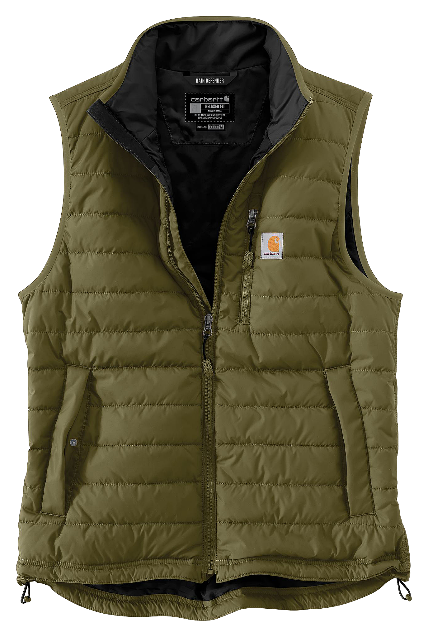 Image of Carhartt Rain Defender Relaxed Fit Lightweight Insulated Vest for Men - Dark Bronze Green - L